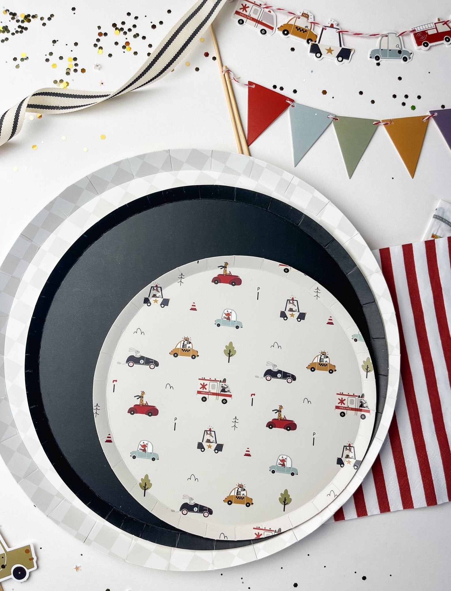 Checkered Light Gray Dinner Plates 10.25" - bubblegum market