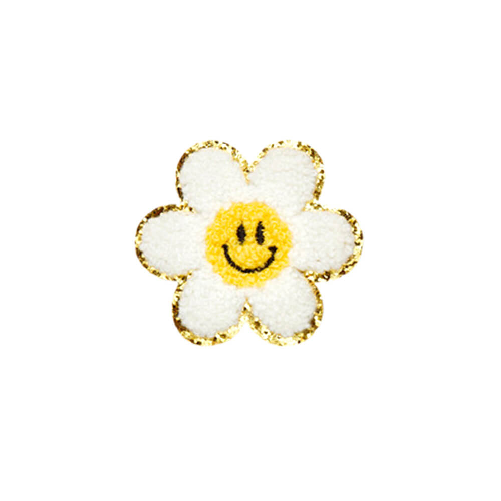chenille-yellow-happy-face-smiley-daisy-flower-power-sticker-patch-backpack-party-favor-easter-basket-filler-stocking-stuffer-embroidered