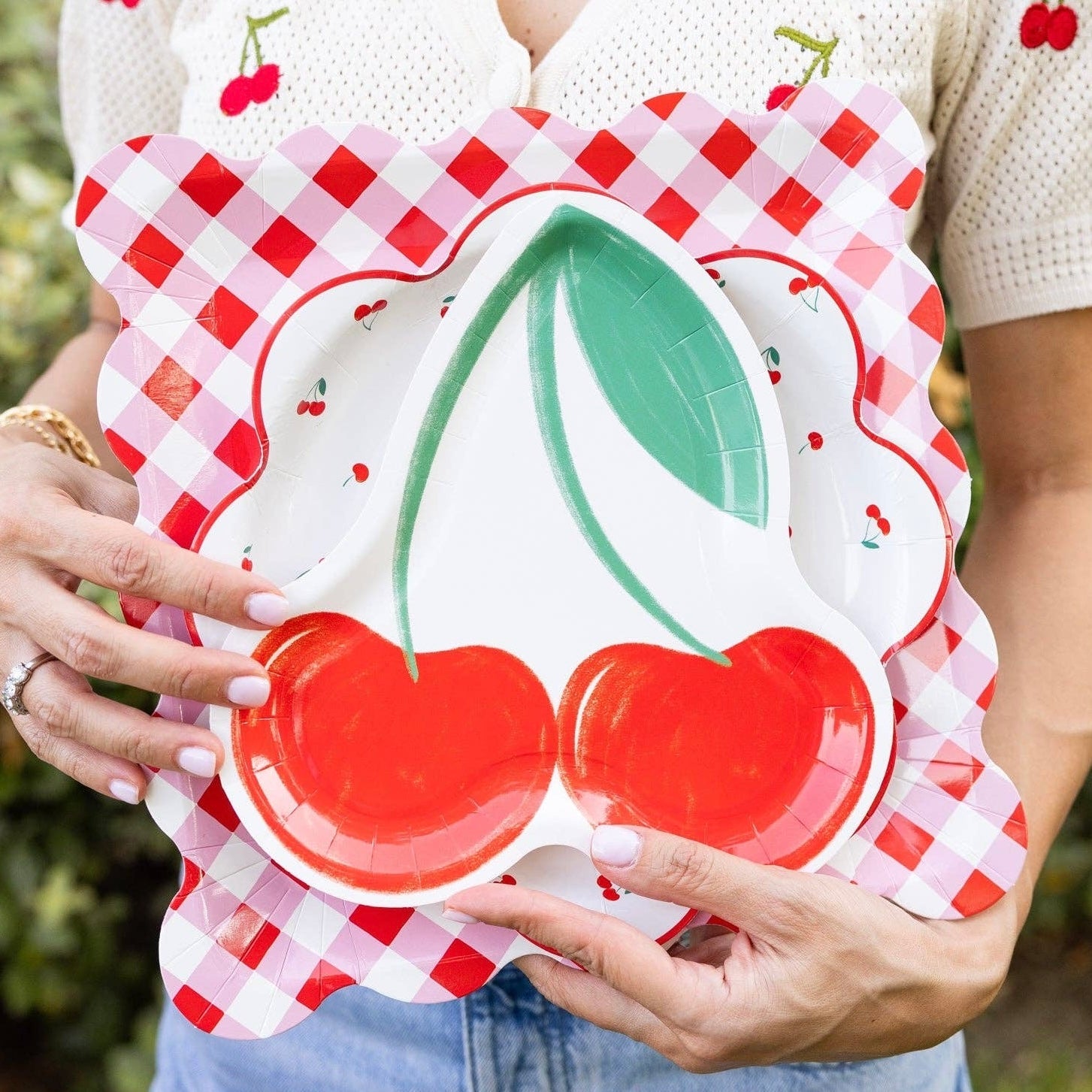 Cherries Shaped Paper Plates 9" - bubblegum market