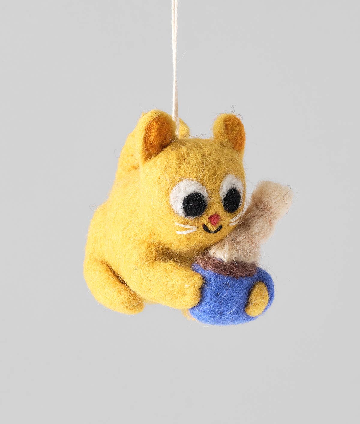 'Chino' Cat with Mug Hanging Felt Ornament - bubblegum market