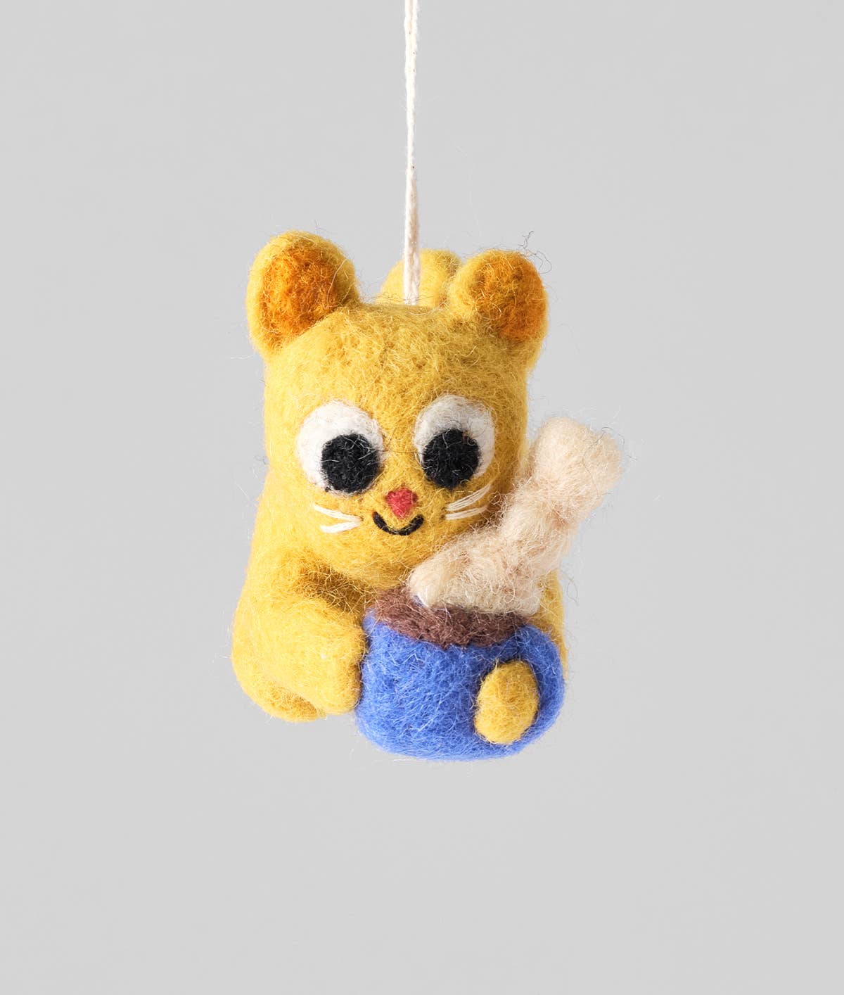 'Chino' Cat with Mug Hanging Felt Ornament - bubblegum market