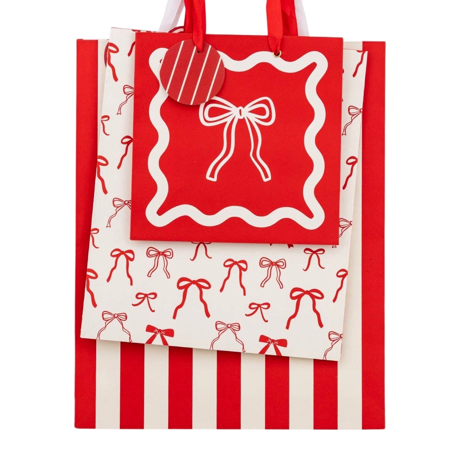 Christmas Bows Gift Bags (Set of 3) - bubblegum market