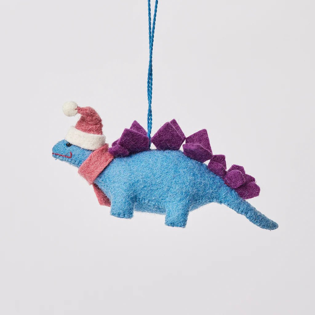 Christmas Ready Santa Stegosaurus Felt Ornament 5.75" - bubblegum market