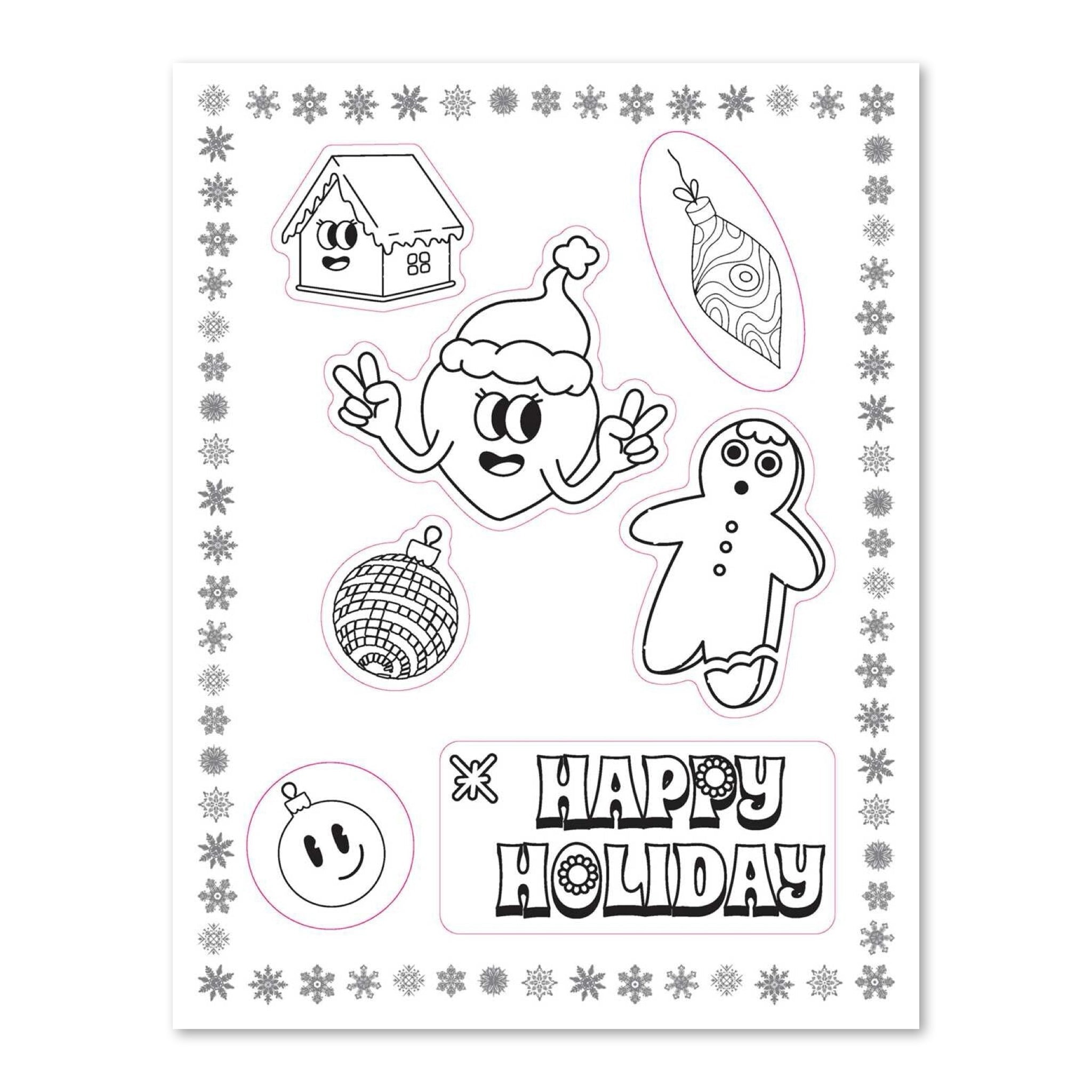 Christmas Vibes Coloring Stickers - bubblegum market