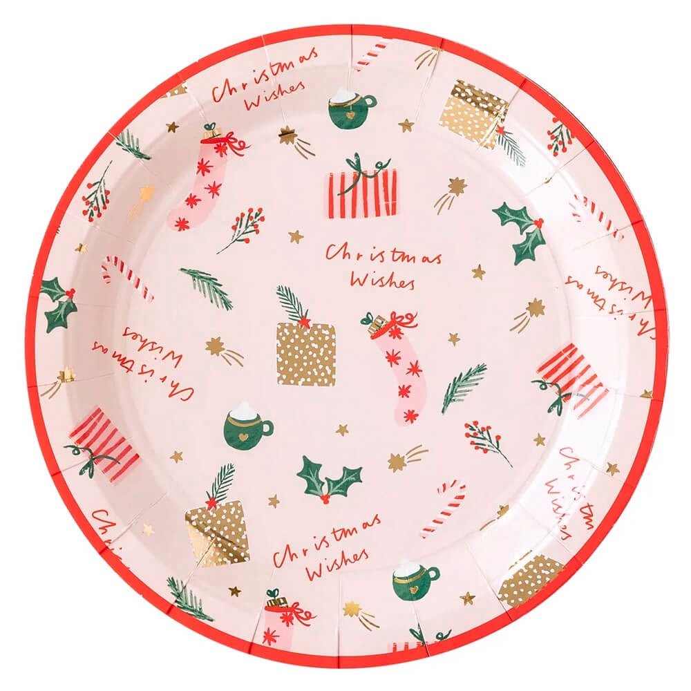 Christmas Wishes Scattered Icons Plates 9" - bubblegum market