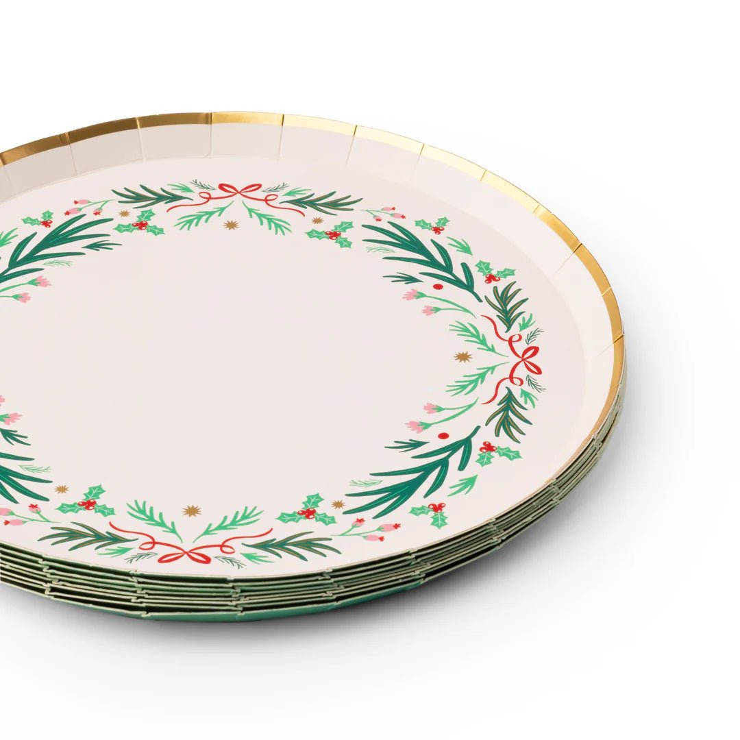 Christmas Wreath Dessert Plates 8" - bubblegum market