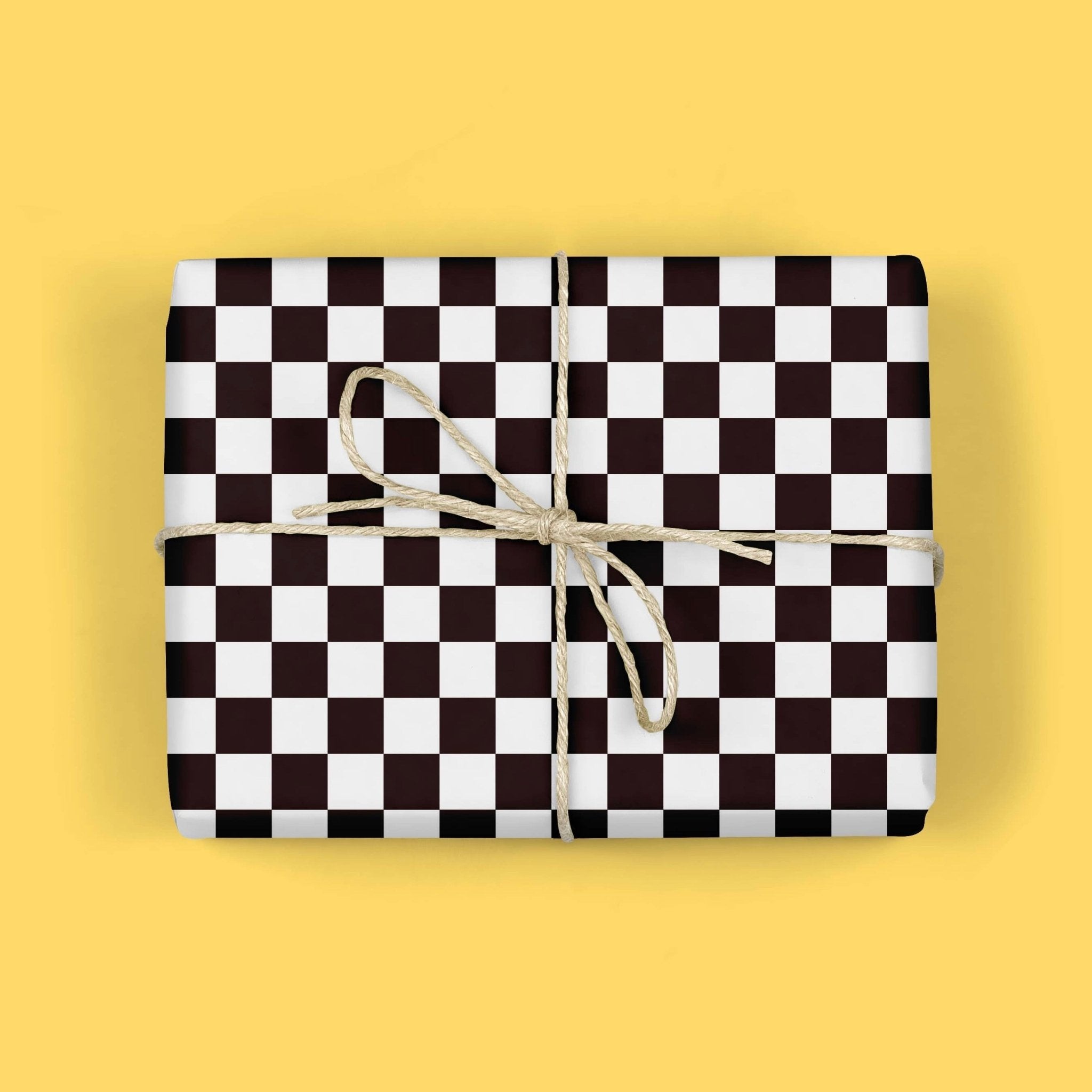 CLASSIC B&W CHECKERBOARD Gift Wrap Sheets (Roll of 3) - bubblegum market