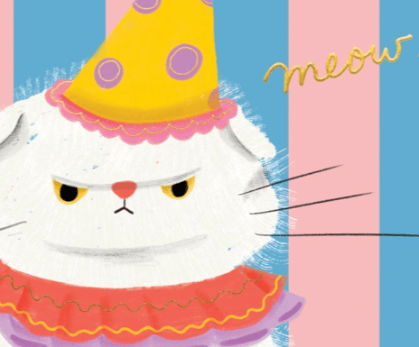 CLOWNY CAT Birthday Greeting Card - bubblegum market