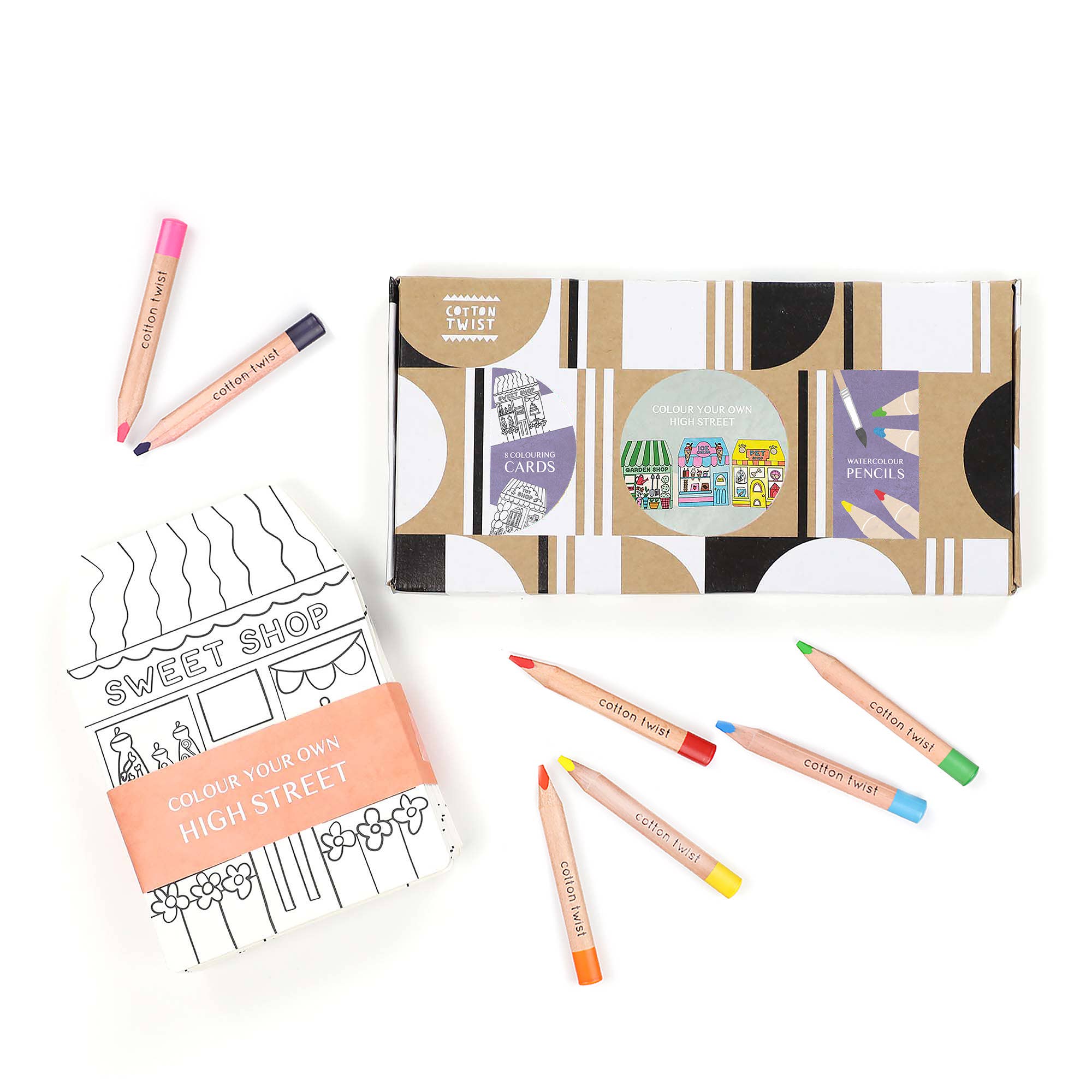Color Your Own High Street Shops Kit - bubblegum market