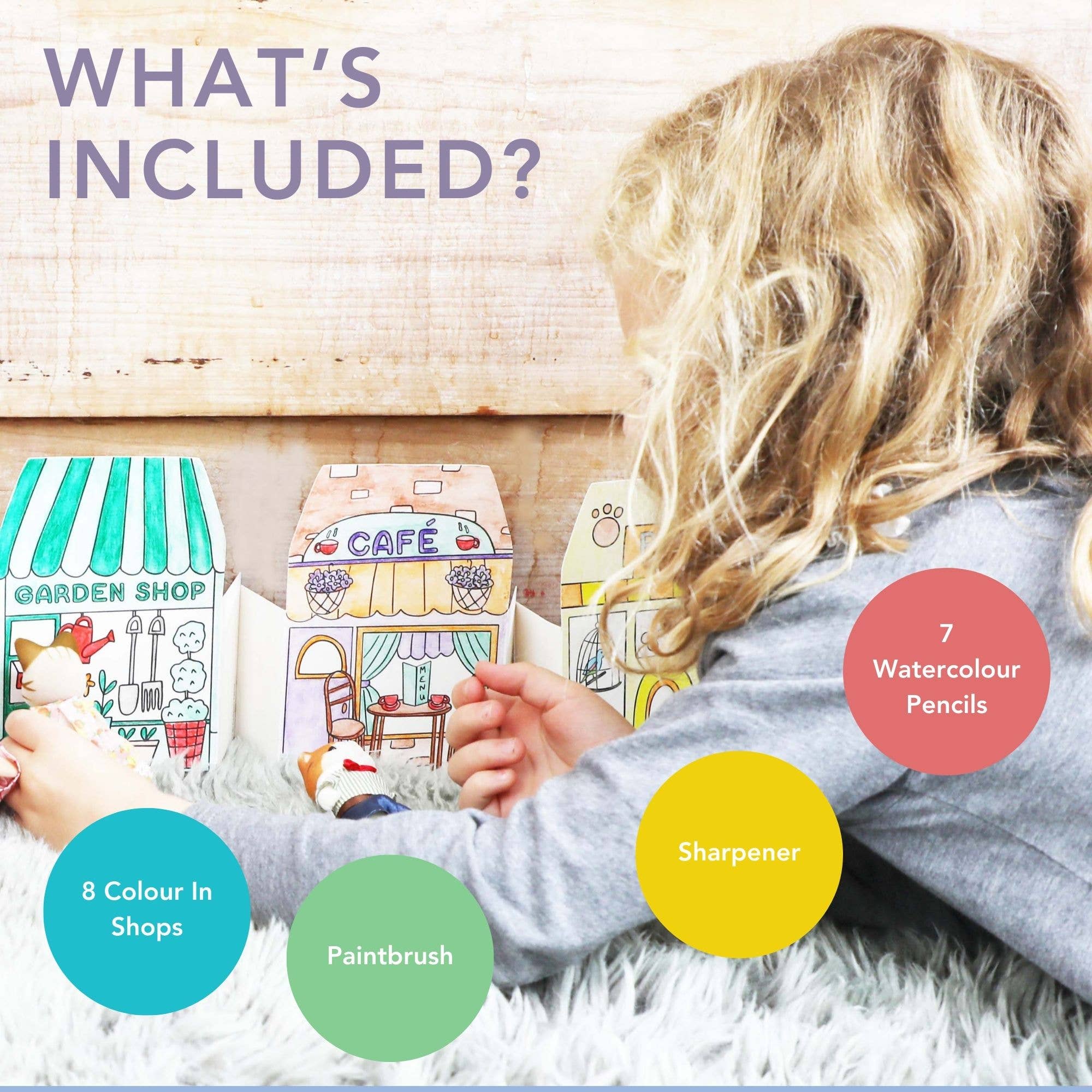 Color Your Own High Street Shops Kit - bubblegum market