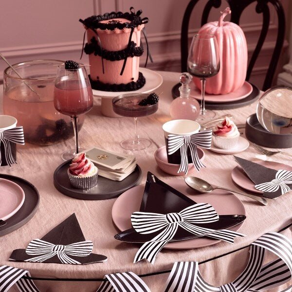 COMING SOON: Meri Meri Party Black & White Stripy Bow Witch Hat Napkins - bubblegum market
