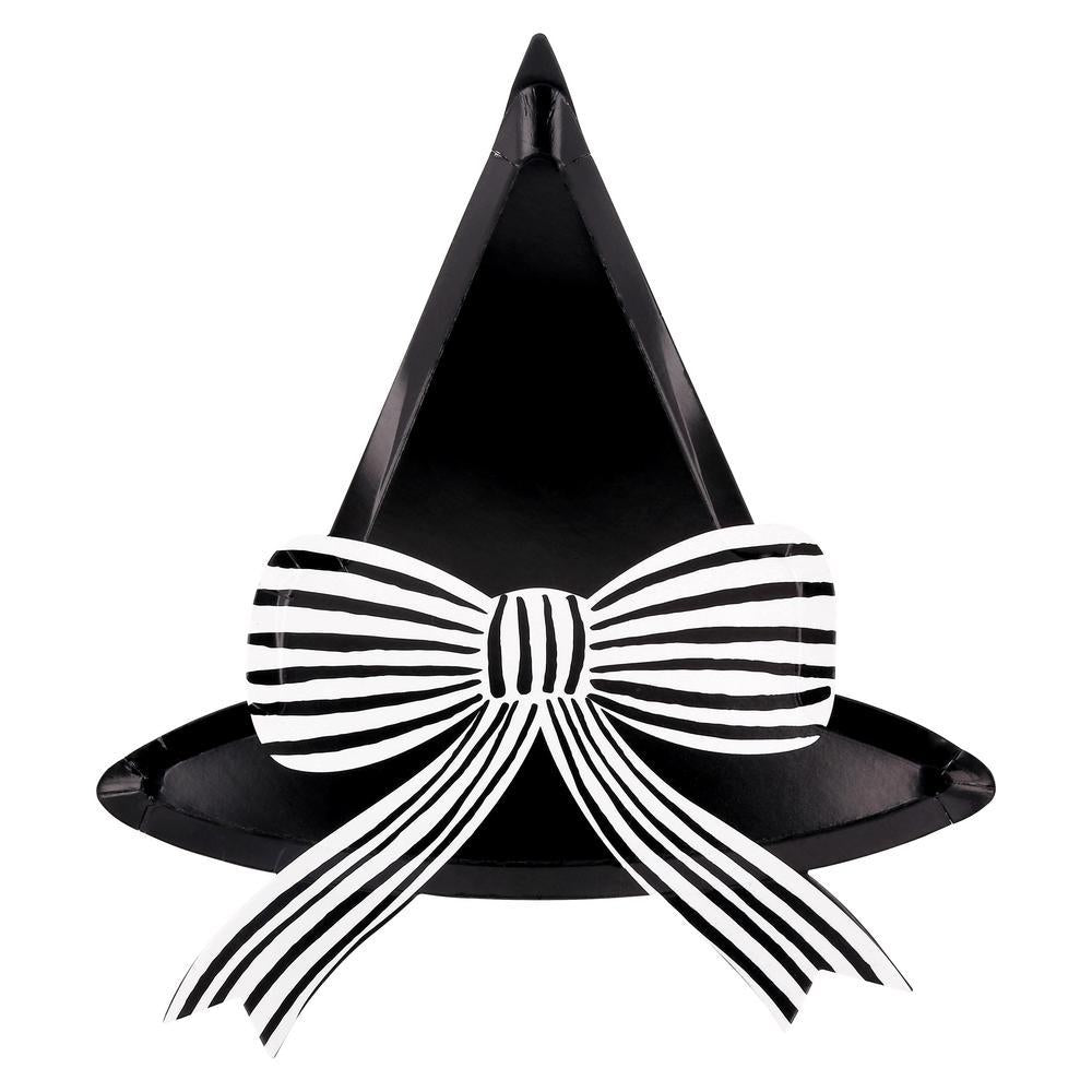 COMING SOON: Meri Meri Party Black & White Stripy Bow Witch Hat Plates 11" - bubblegum market