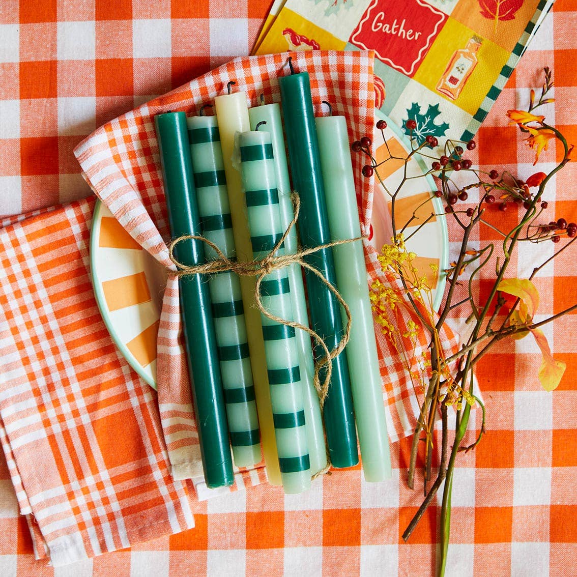 COMING SOON: Orange & White Fabric Gingham Tablecloth - bubblegum market