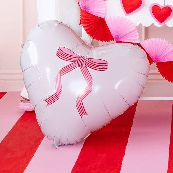 COMING SOON: Tied Bow Heart Balloon 22" - bubblegum market