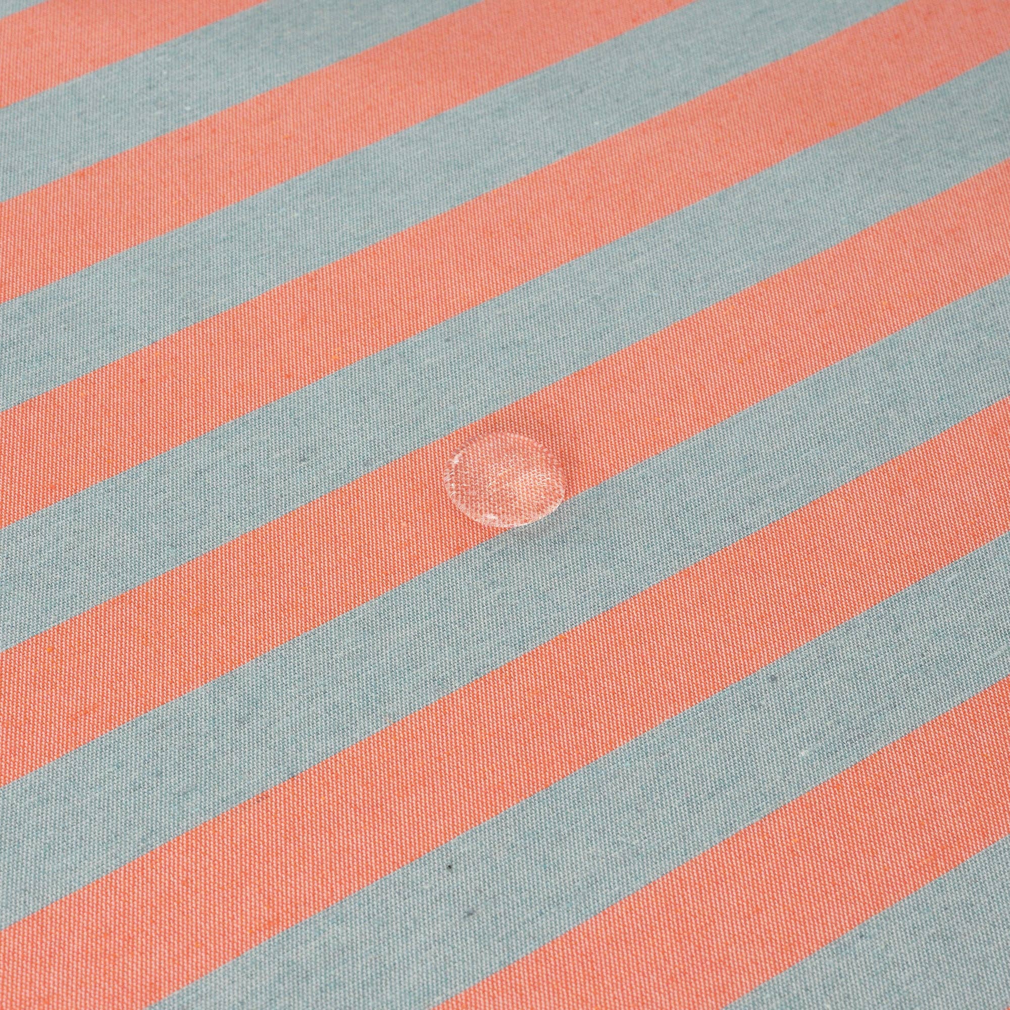 Coral / Slate Green Striped Tablecloth 118" - bubblegum market