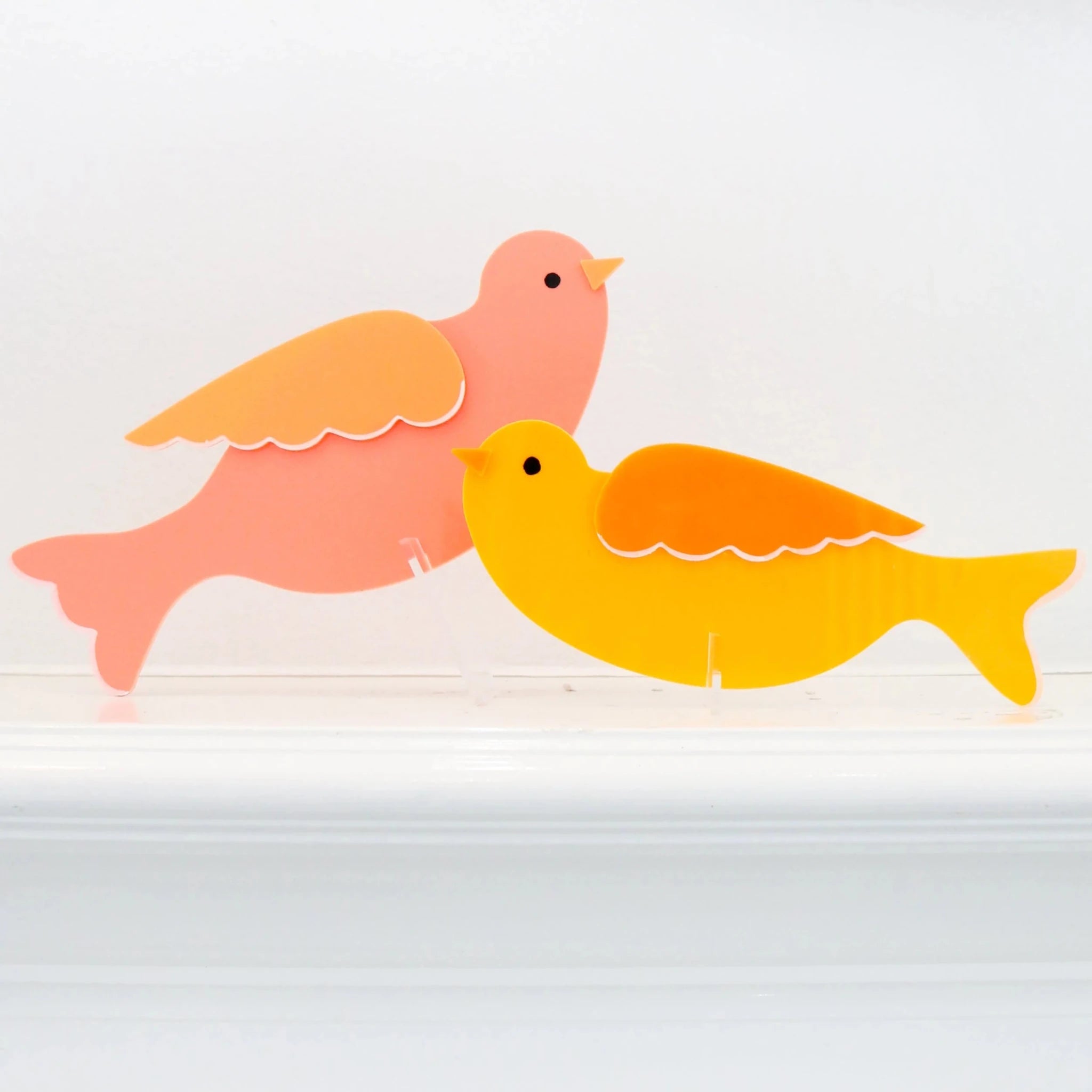 Coral & Yellow Acrylic Bird Set - bubblegum market