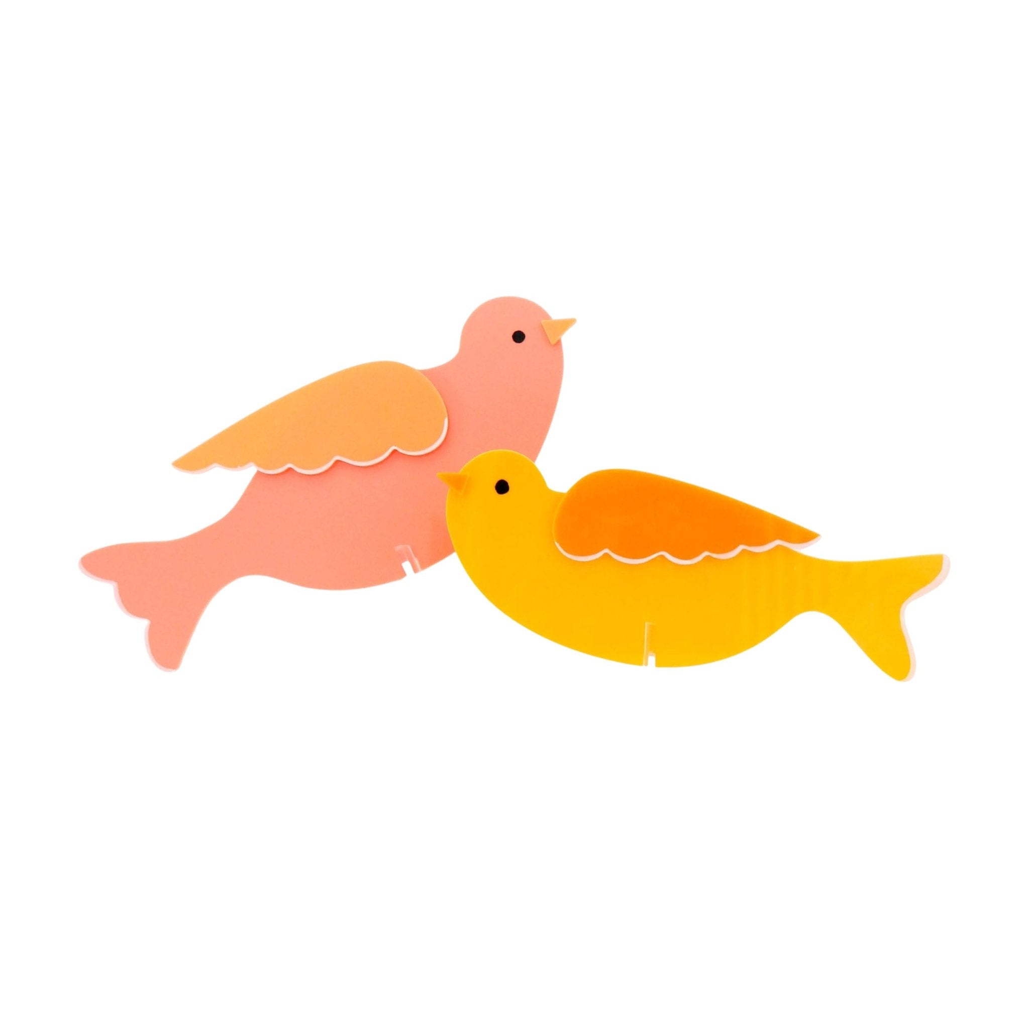 Coral & Yellow Acrylic Bird Set - bubblegum market