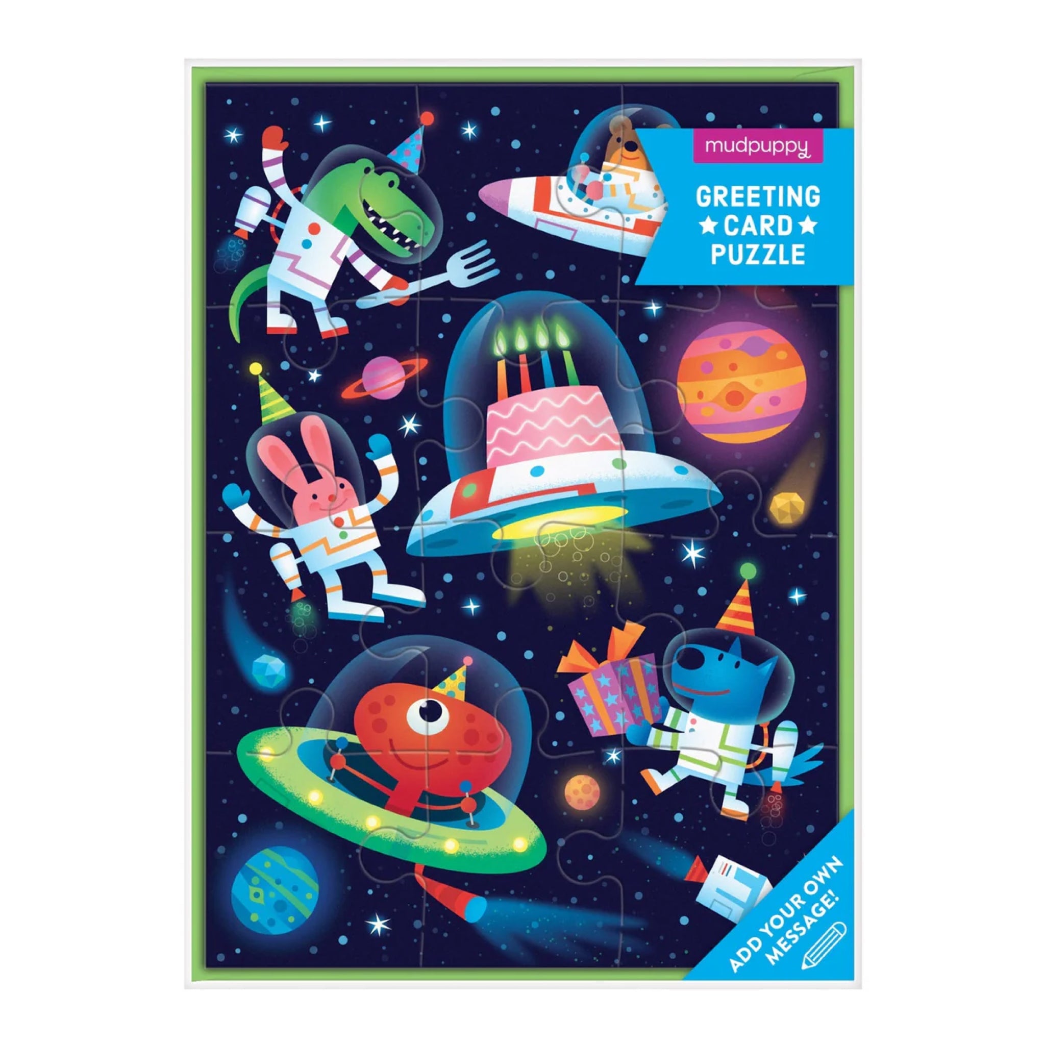 Cosmic Party Greeting Card Puzzle - bubblegum market
