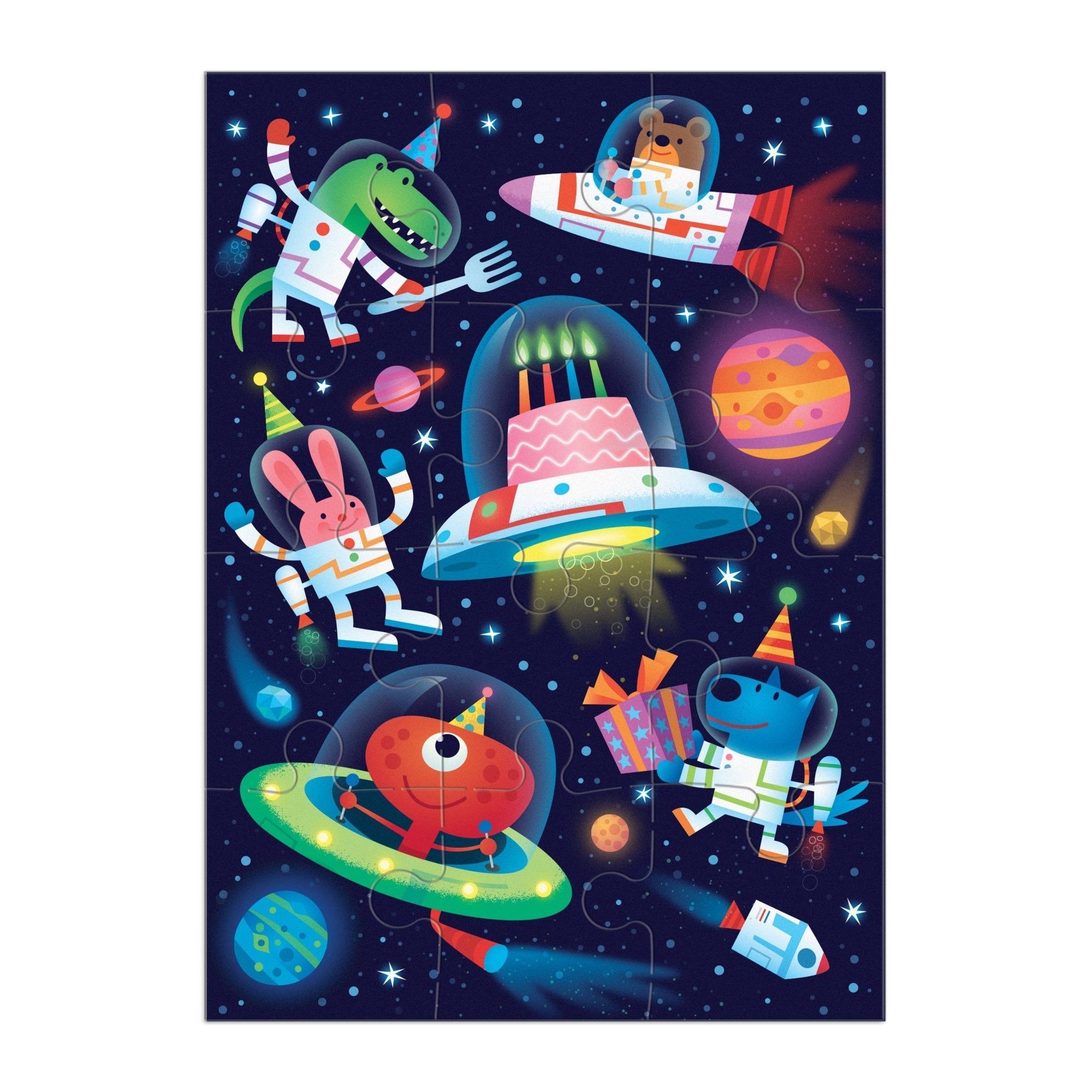 Cosmic Party Greeting Card Puzzle - bubblegum market