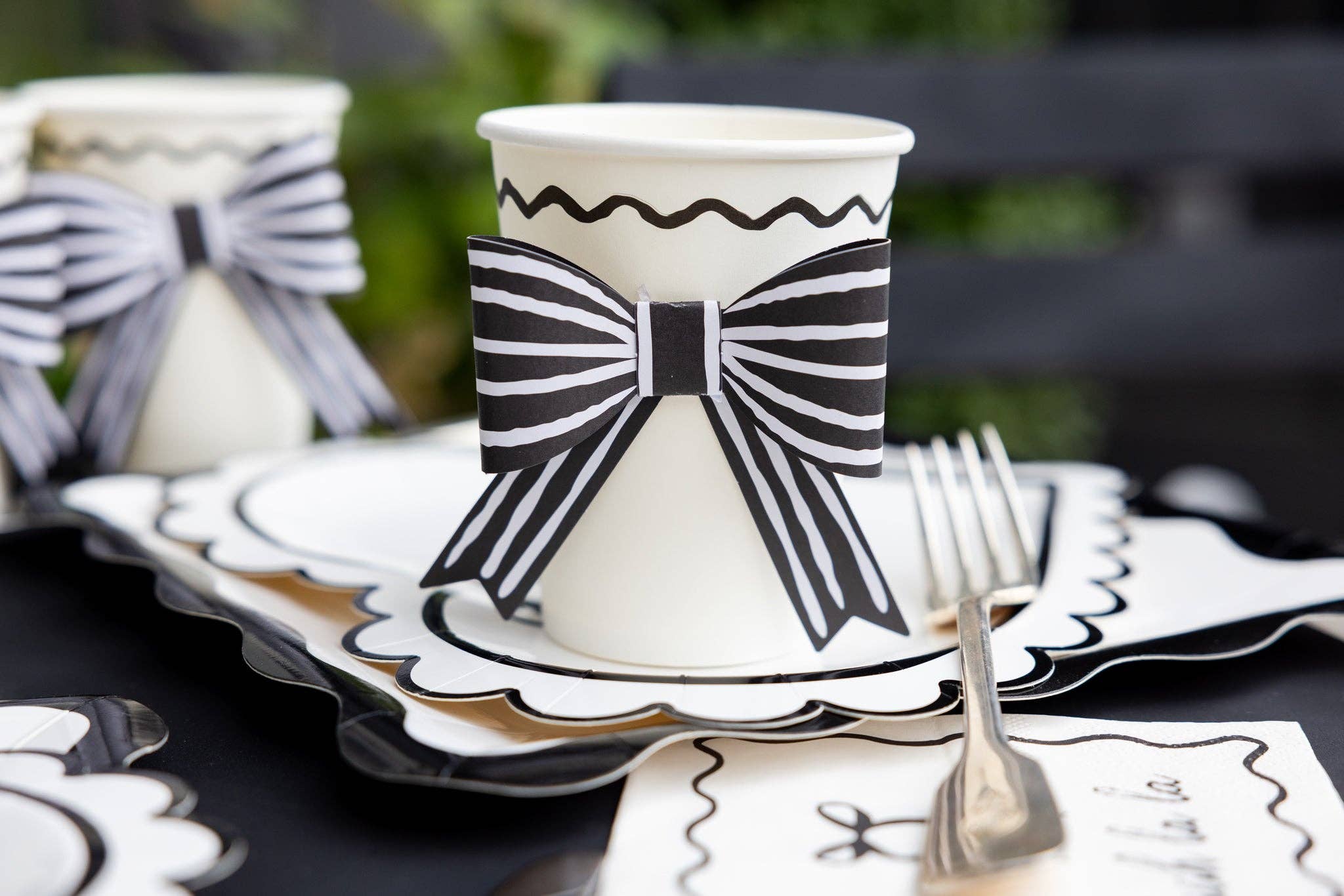 Cream & Black Bow PaperParty Cups - bubblegum market