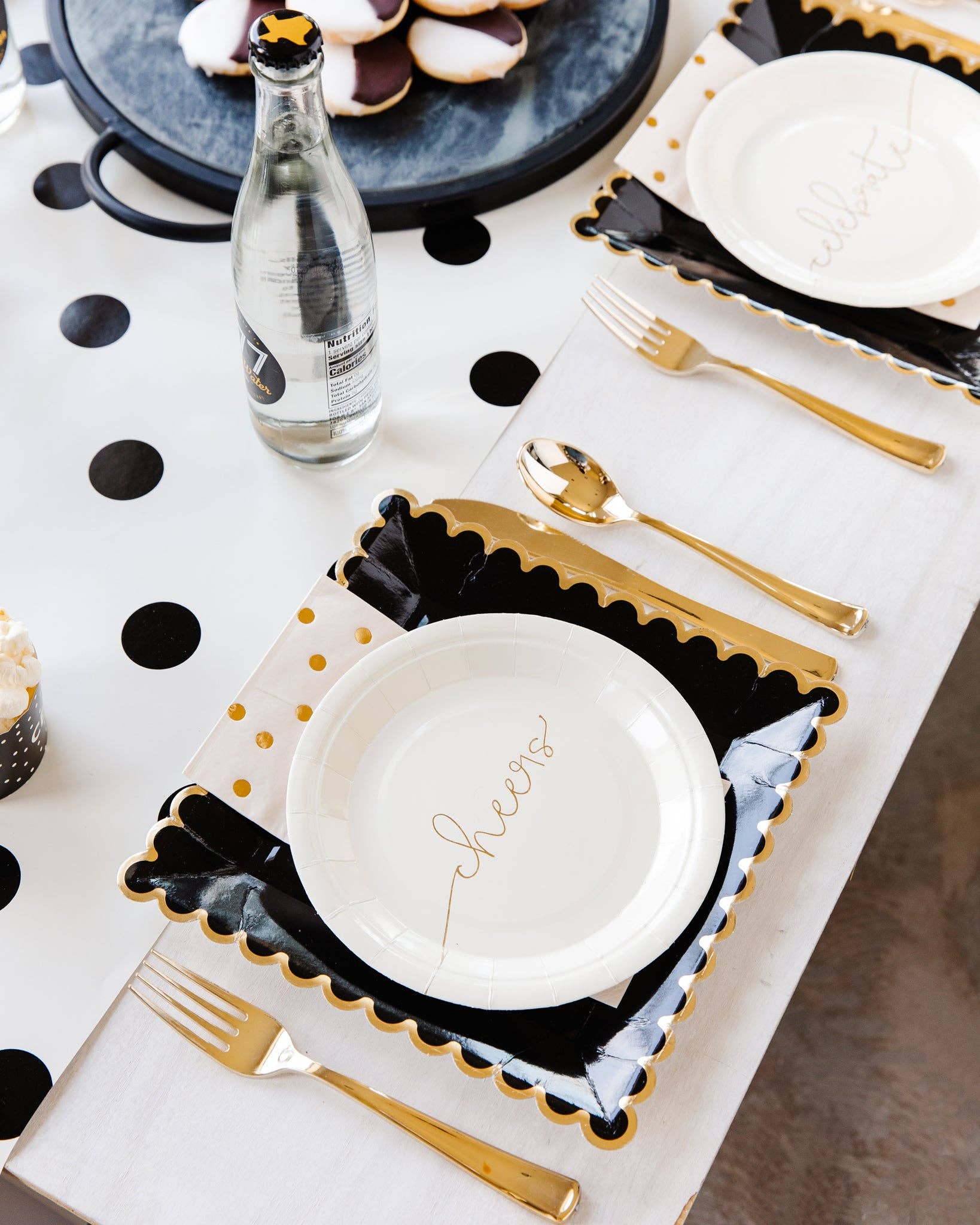 Cream with Black Dots Paper Table Runner - bubblegum market