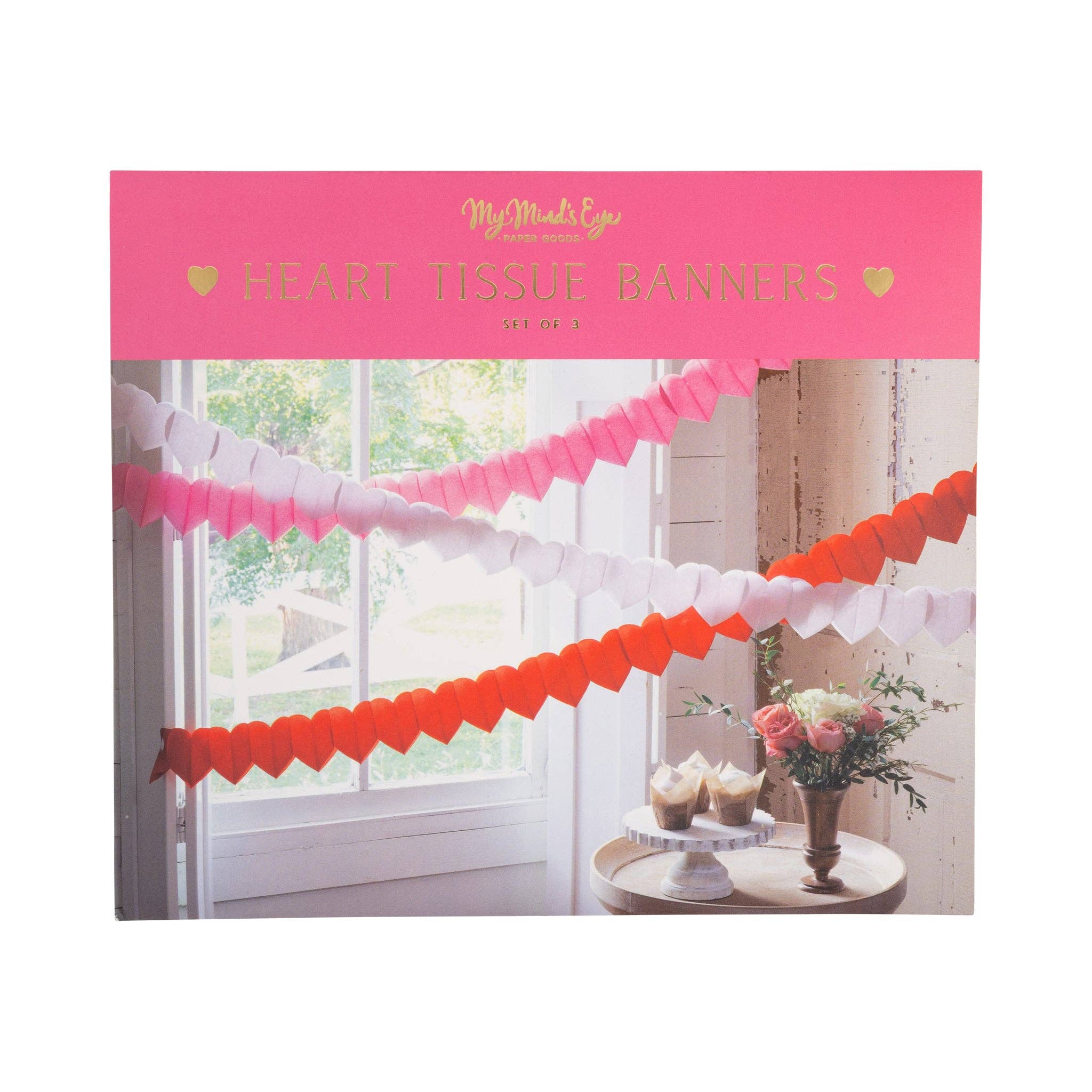 Crepe Paper Hearts Banner Set - bubblegum market