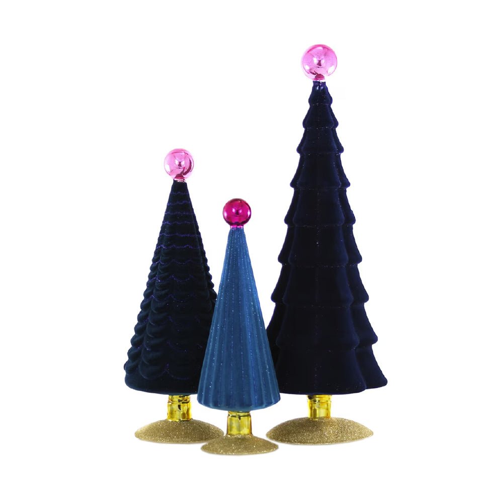 Crushed Velvet Trees in Blue (Set of 3) - bubblegum market