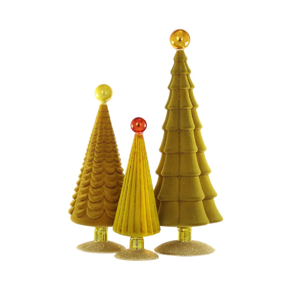 Crushed Velvet Trees in Mustard (Set of 3) - bubblegum market