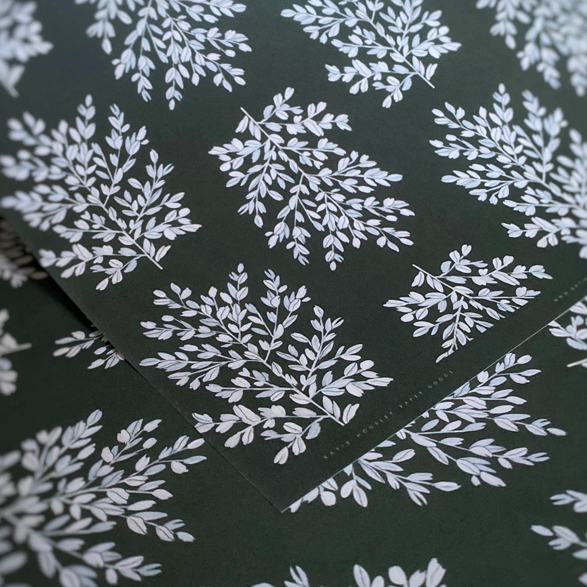DARK GREEN BOTANICAL Gift Wrap Sheet - bubblegum market