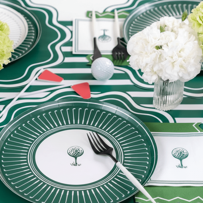 Dark Green Striped Paper Table Runners - bubblegum market