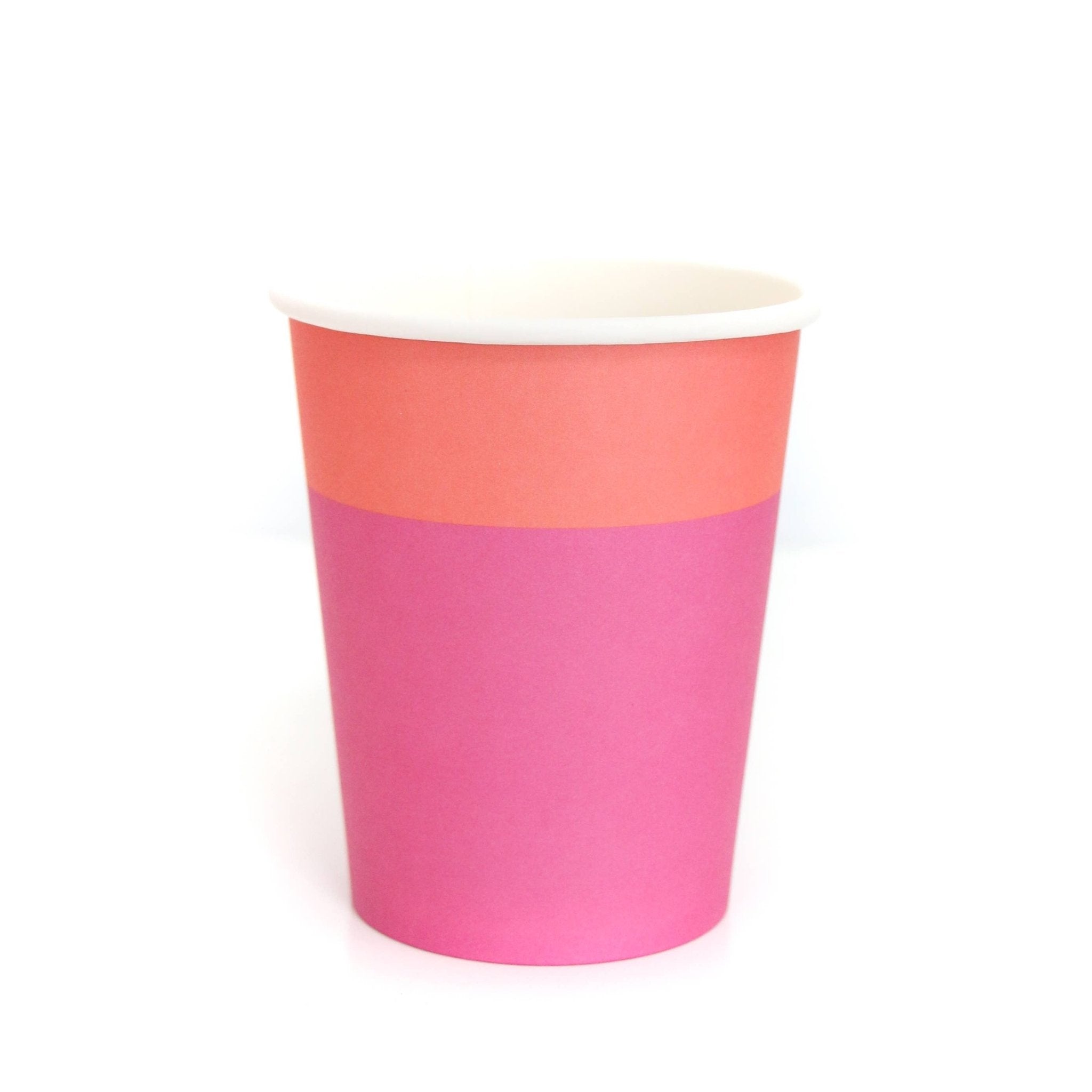 Dark Pink and Coral Color - Blocked Paper Party Cups - bubblegum market