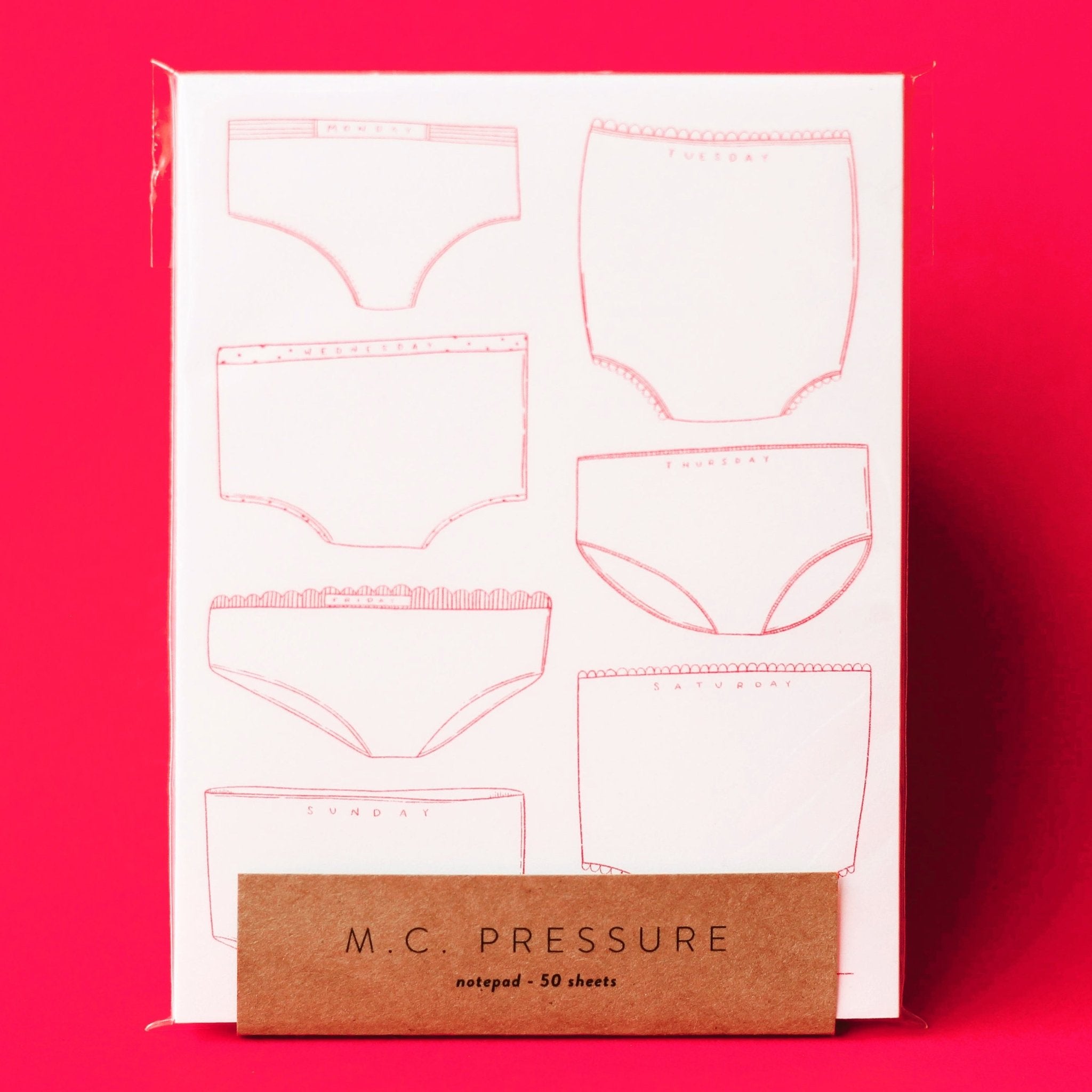 Day of the Week Undies Risograph Notepad - bubblegum market
