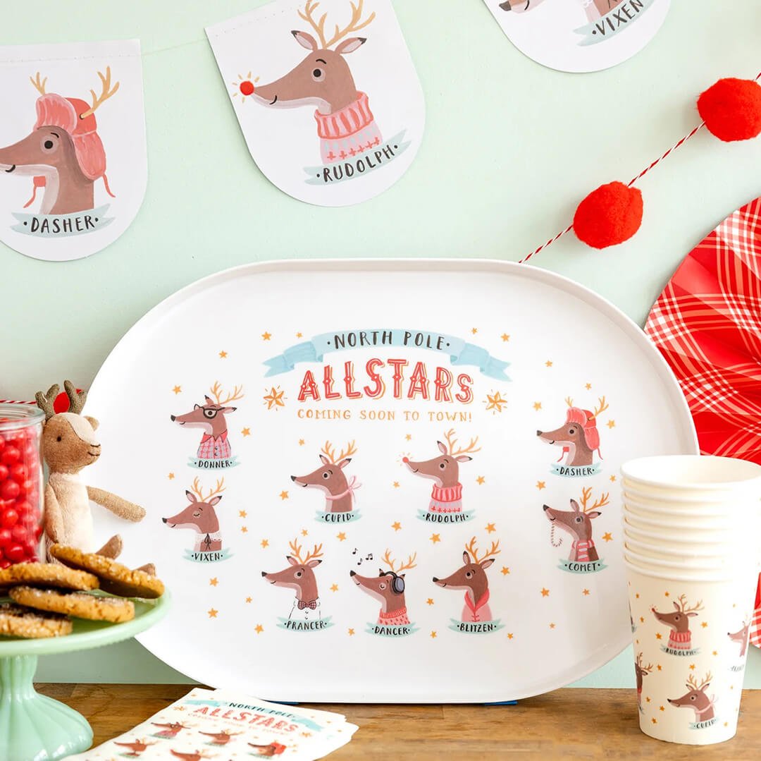 Dear Rudolph Christmas Reindeer Melamine Platter - bubblegum market