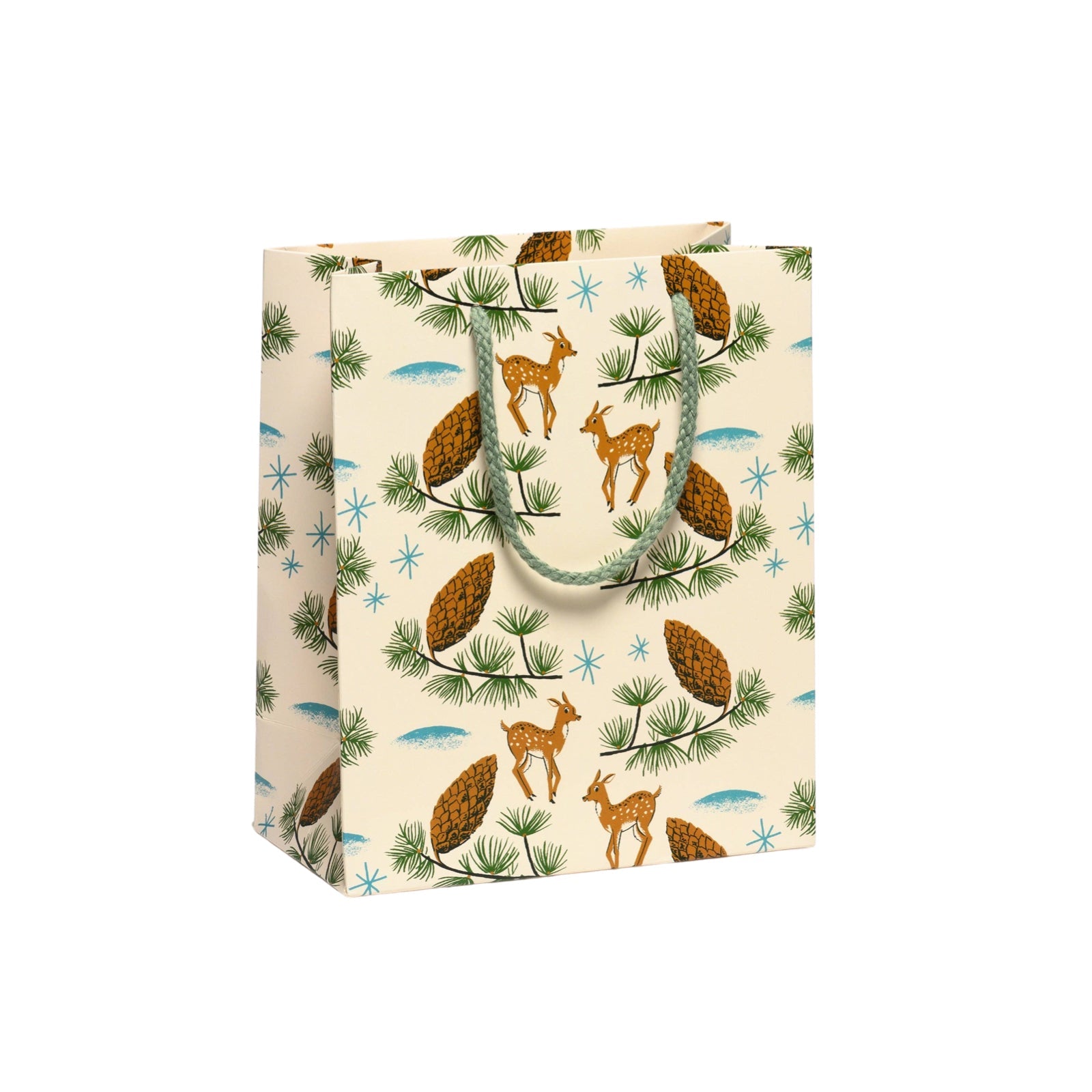 Deer & Pine Cones Medium Gift Bag - bubblegum market