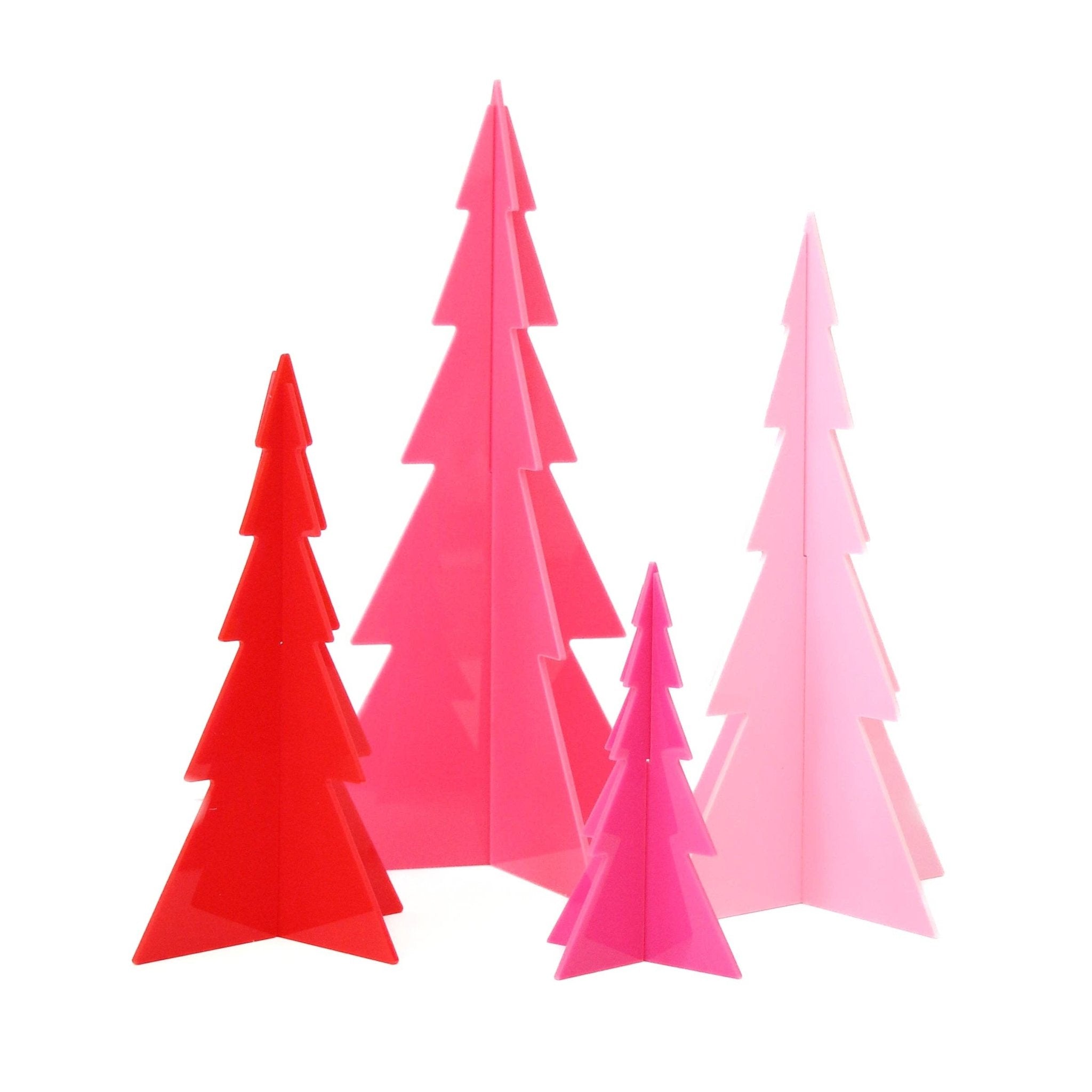Deluxe Pink / Red Acrylic Christmas Tree Set - bubblegum market