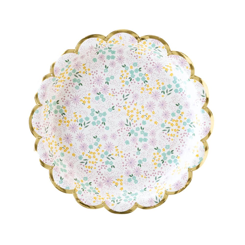 Ditsy Lavender Floral Scalloped Plates 7" - bubblegum market