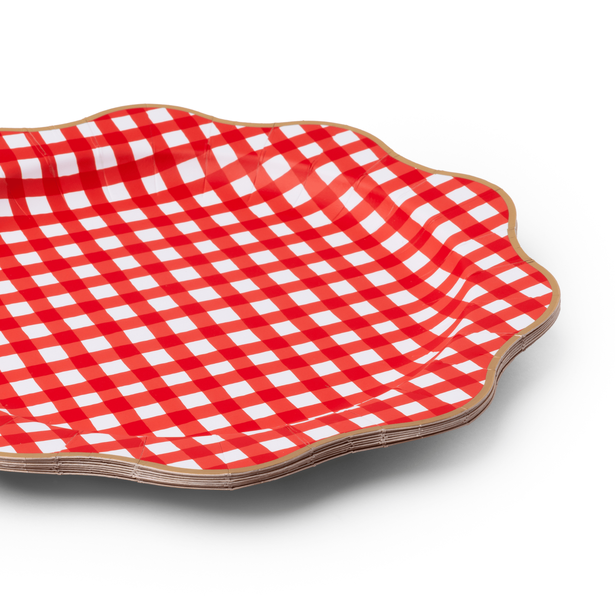 Elegant Cherry Red Gingham Dinner Plates 11" - bubblegum market