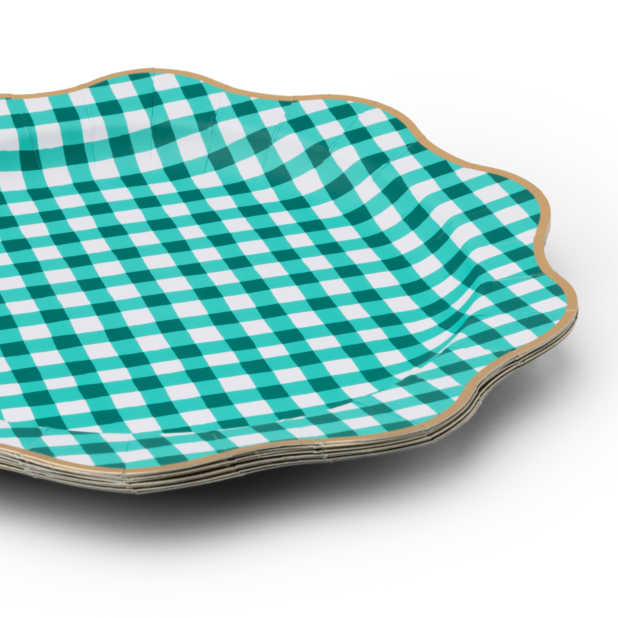 Elegant Emerald Green Gingham Dinner Plates 10.75" - bubblegum market