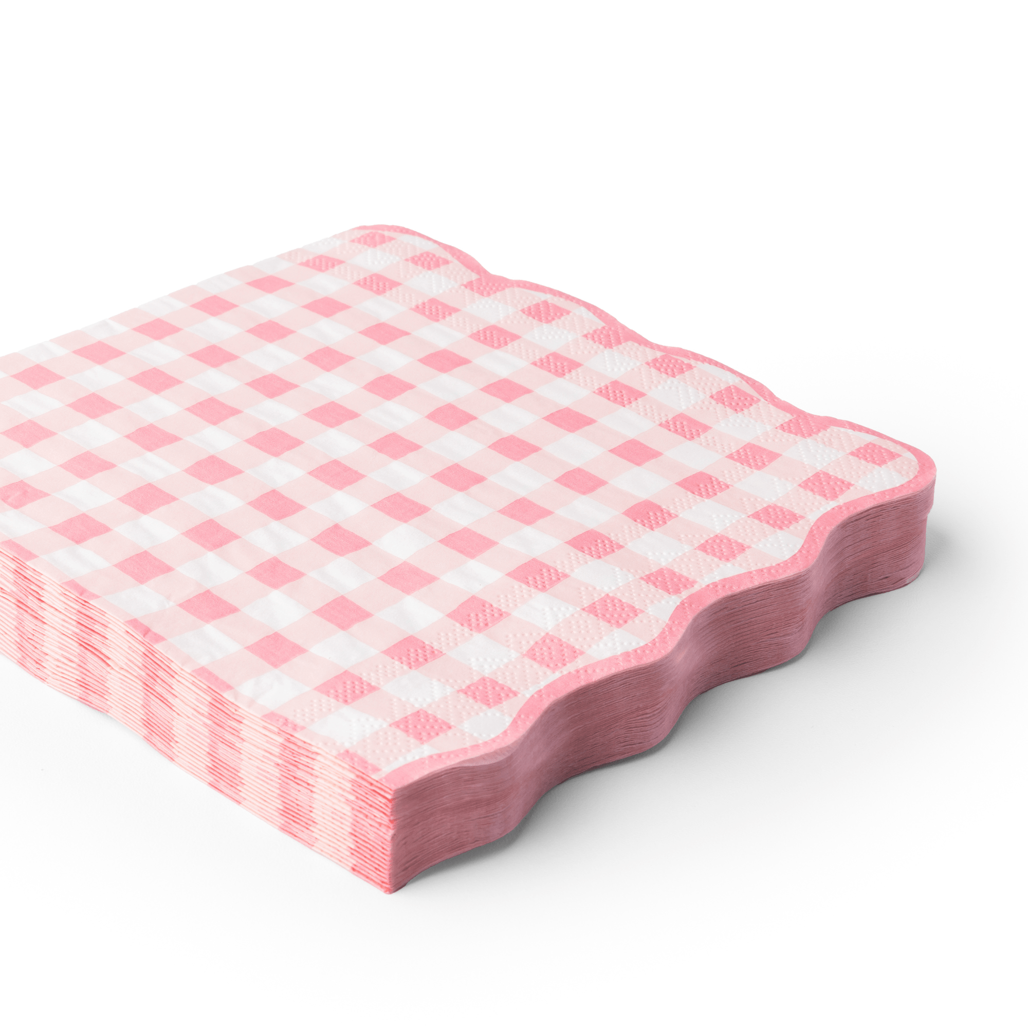 Elegant Petal Pink Gingham Dinner Napkins - bubblegum market