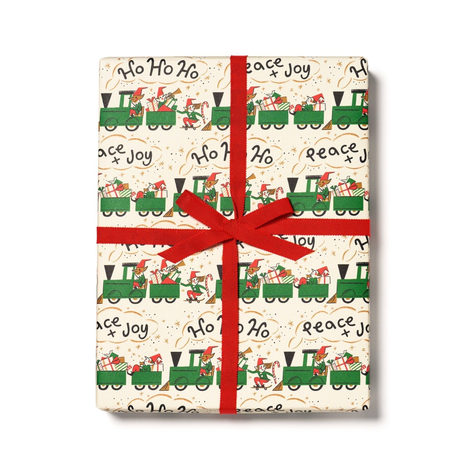 Elf Train Holiday Gift Wrap Sheets (Roll of 3) - bubblegum market