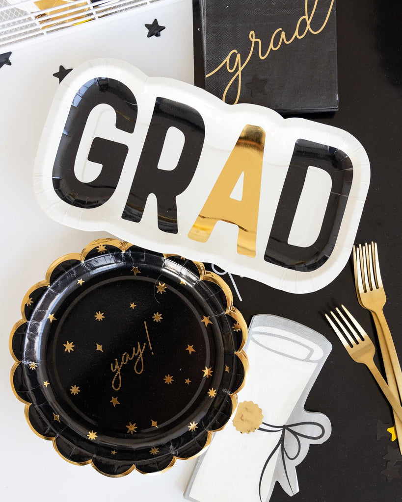 Graduation GRAD Shaped Paper Plates 12"