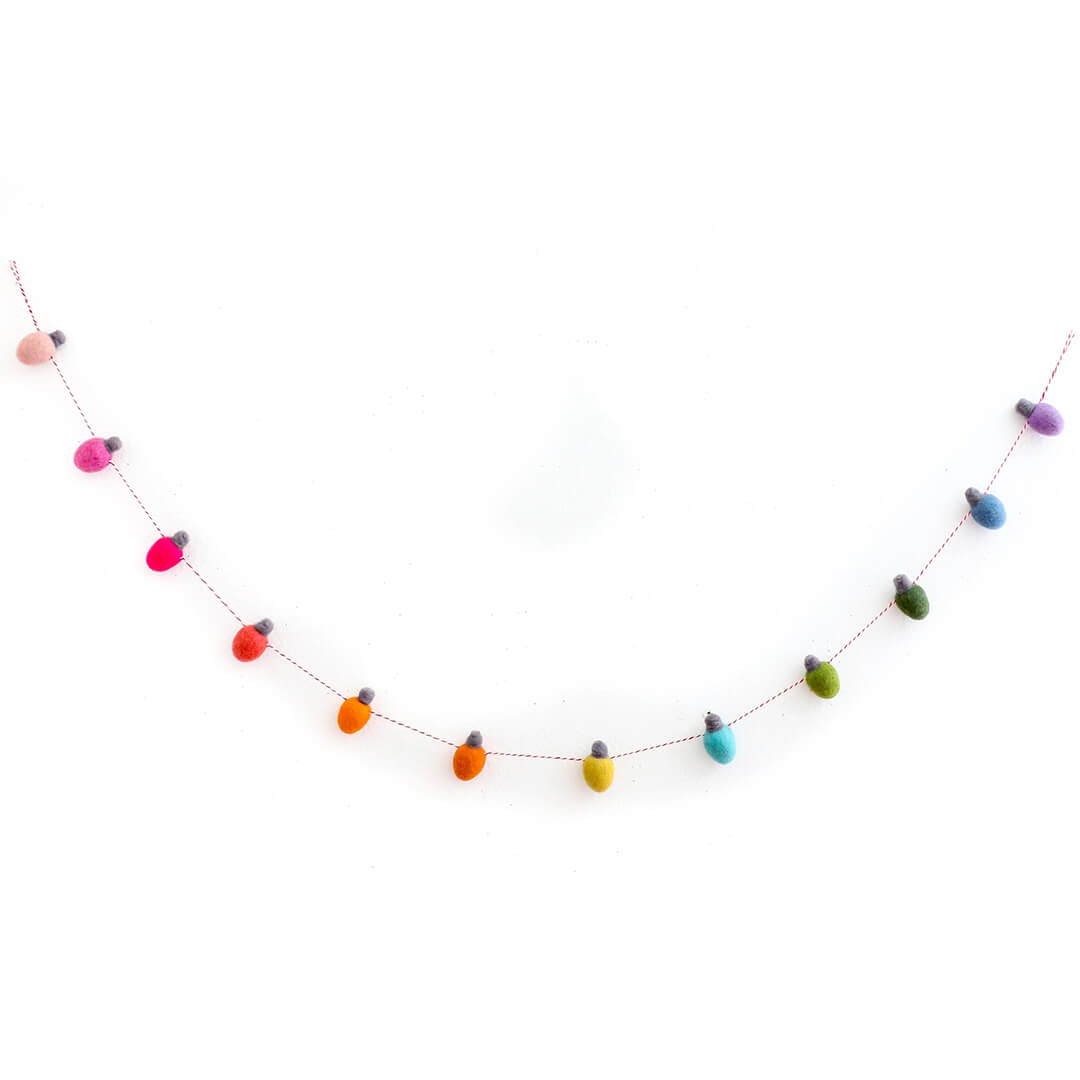 Felt Lightbulb Holiday Garland - bubblegum market