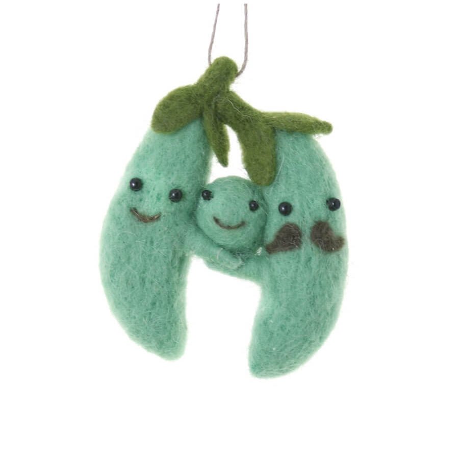 Felt Pea Pod Family Ornament 3.5" - bubblegum market