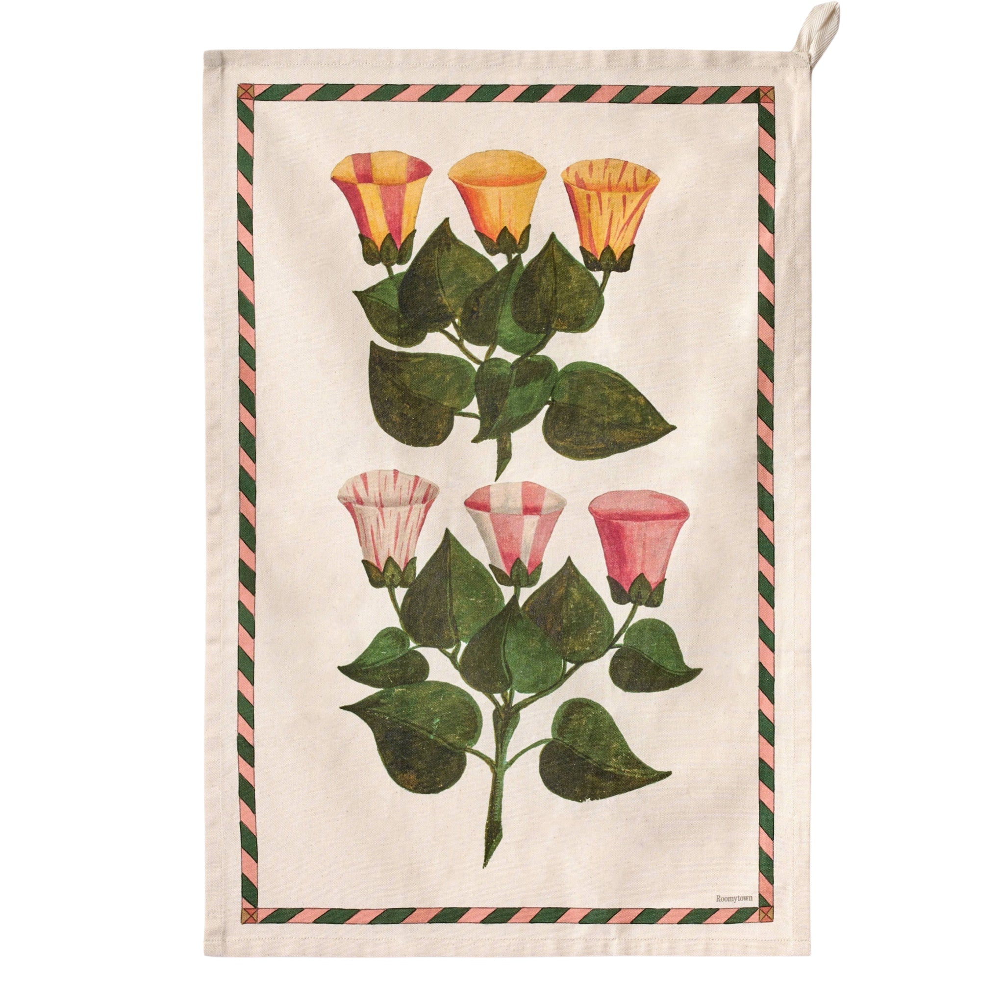 Festival of Flowers Organic Cotton Single Tea Towel - bubblegum market