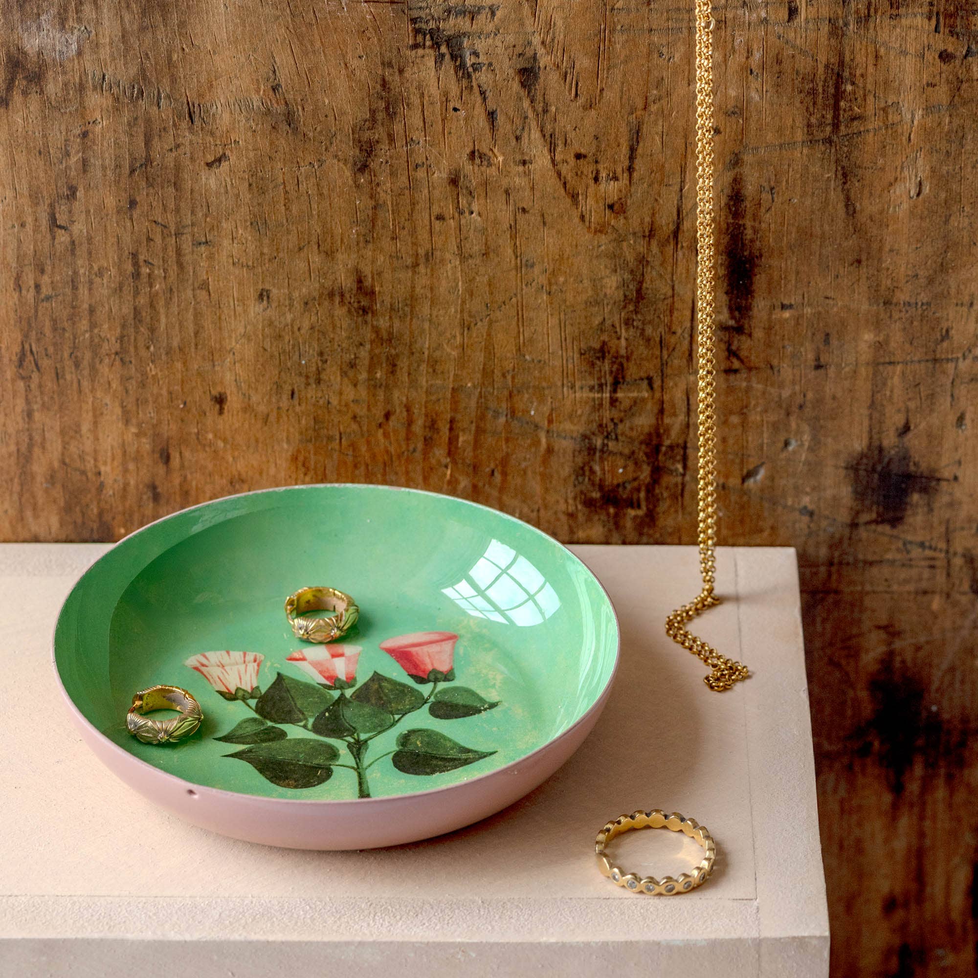 Festival of Flowers Round Enamel Dish - bubblegum market
