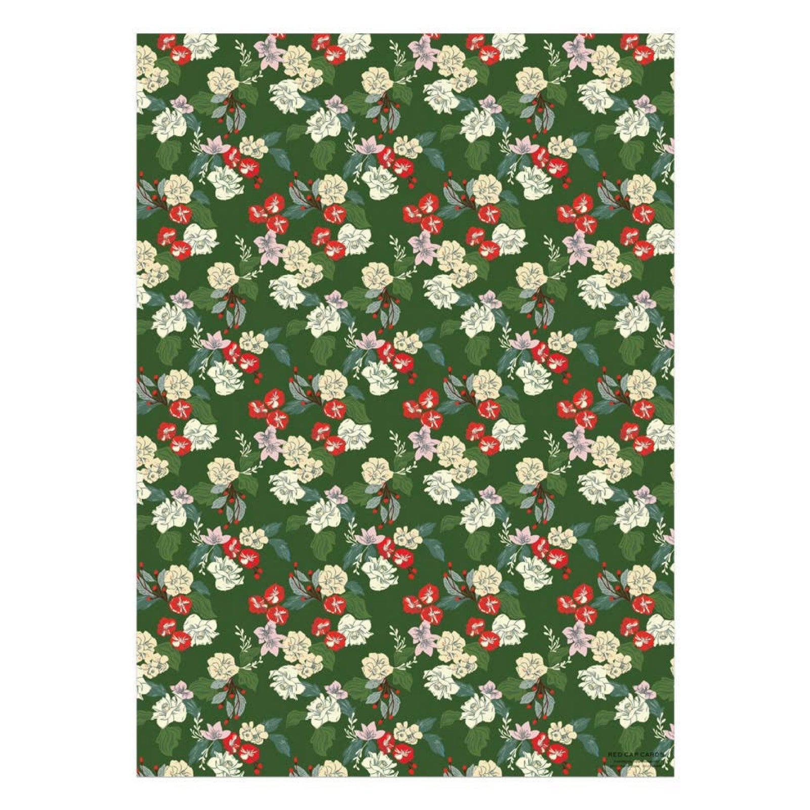 Festive Blooms Holiday Wrapping Paper Sheets (Roll of 3) - bubblegum market
