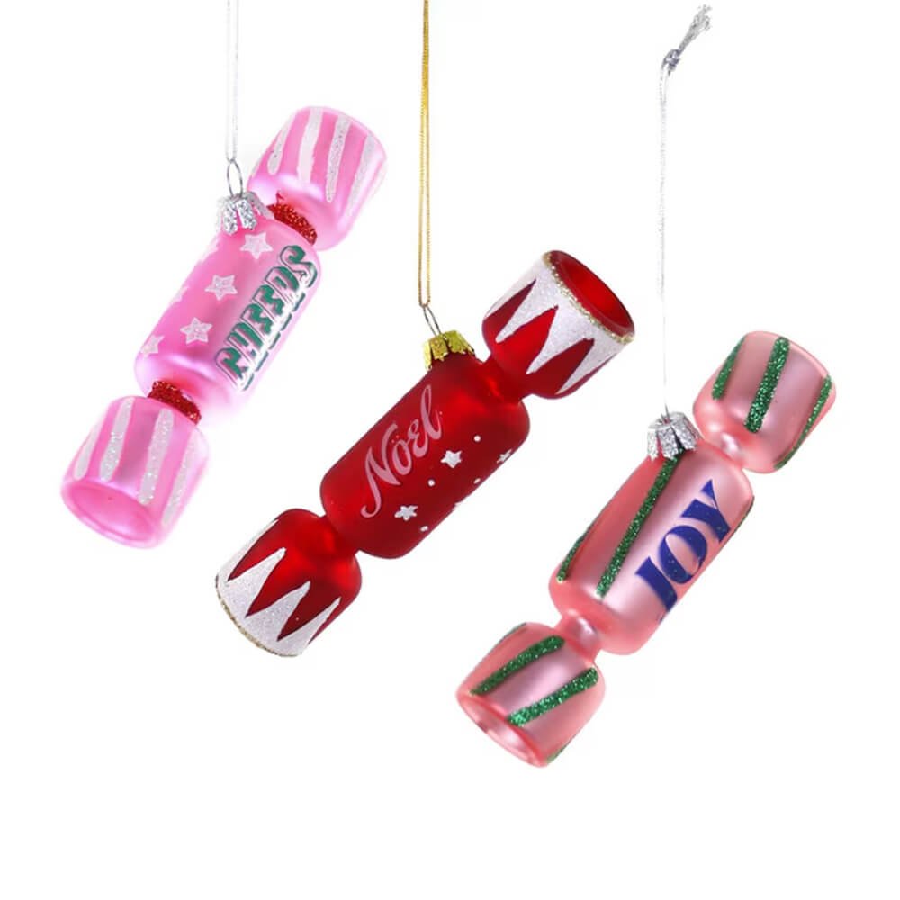 Festive Message Christmas Cracker Ornament 4.25" - bubblegum market