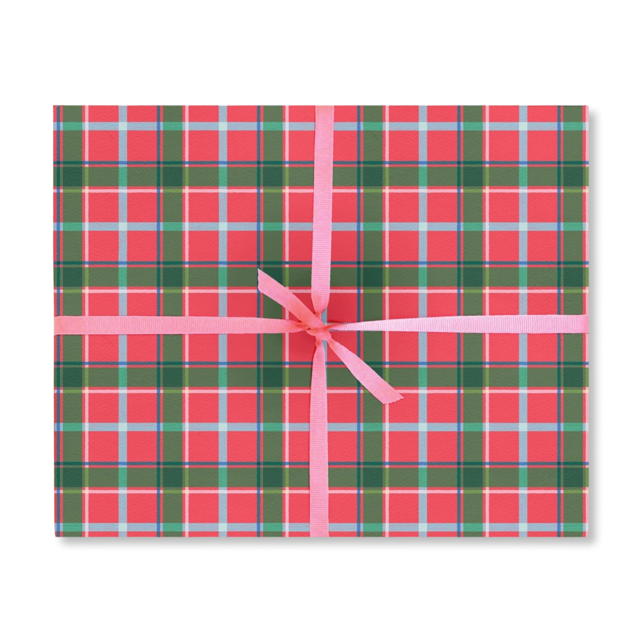 Festive Plaid Gift Wrap: 3 Sheets per Roll - bubblegum market