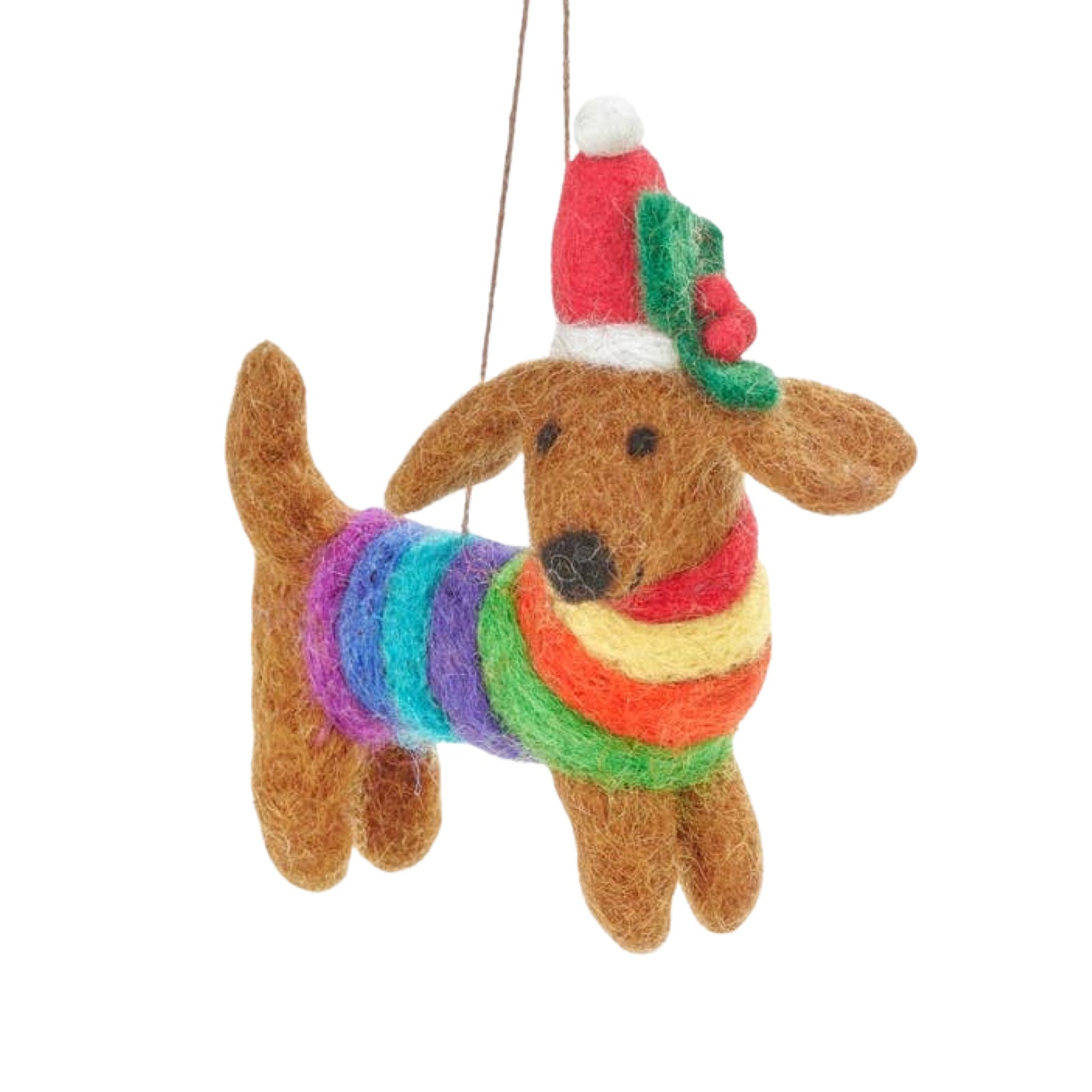 Festive Rainbow Dog Pride Felt Ornament 4.25" - bubblegum market