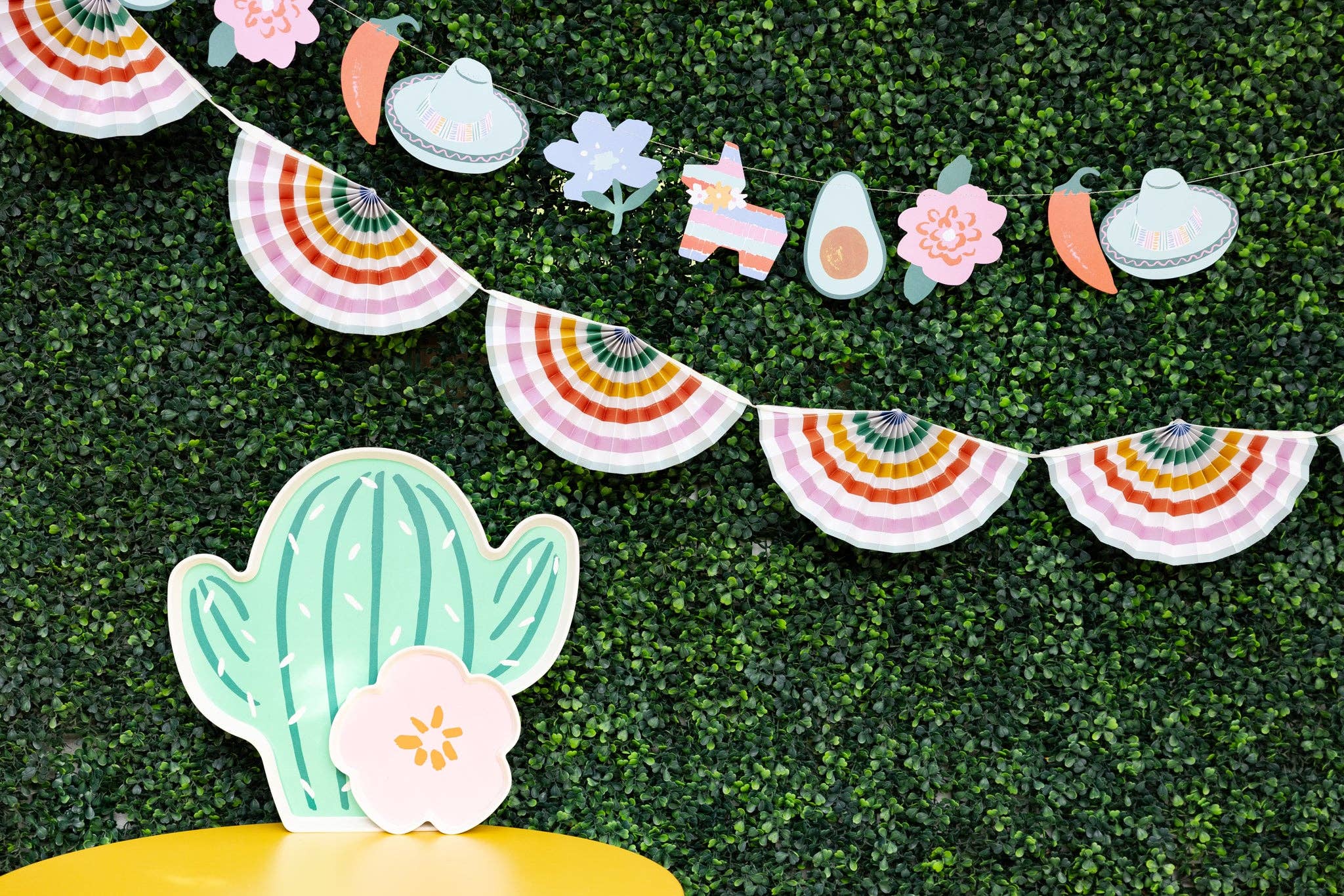 Fiesta Striped Paper Fan Banner - bubblegum market